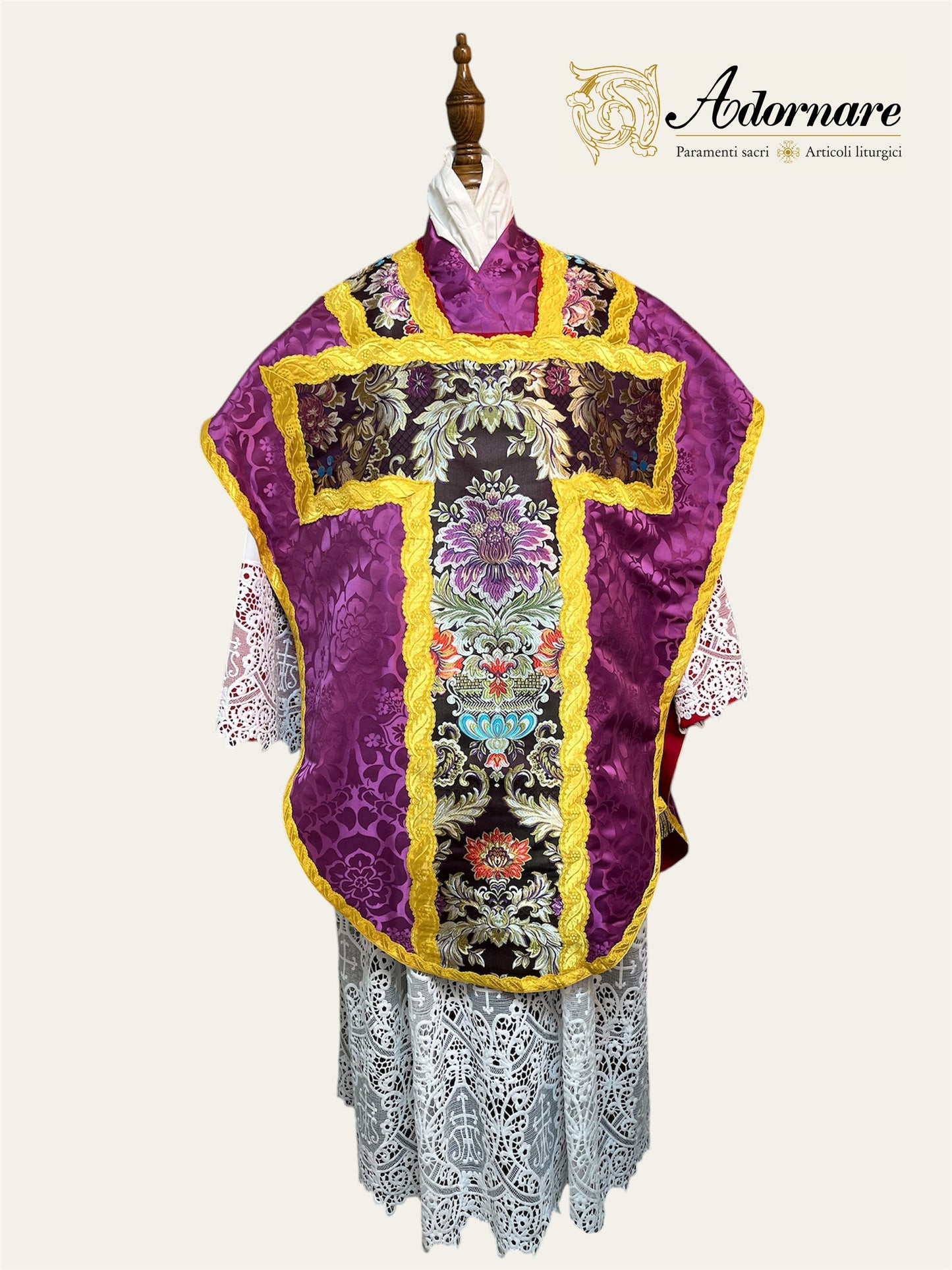 St Philip Neri Chasuble Low Mass Set (Roman Purple) / Pianeta San Filippo in Damasco (Paonazzo)