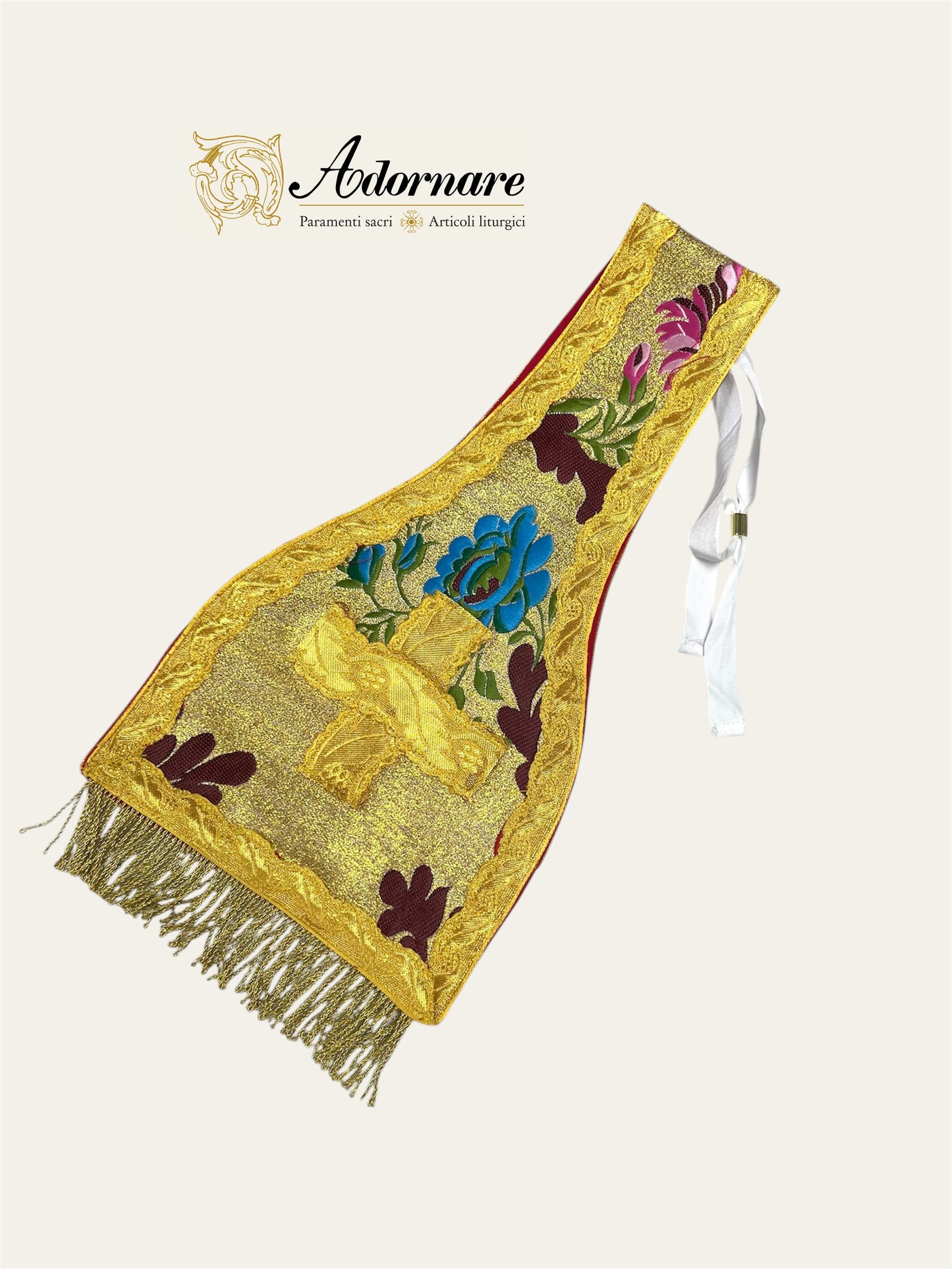 Gold Floral Brocade French-cut Roman Chasuble Low Mass Set / Pianeta Francese in Broccato Oro