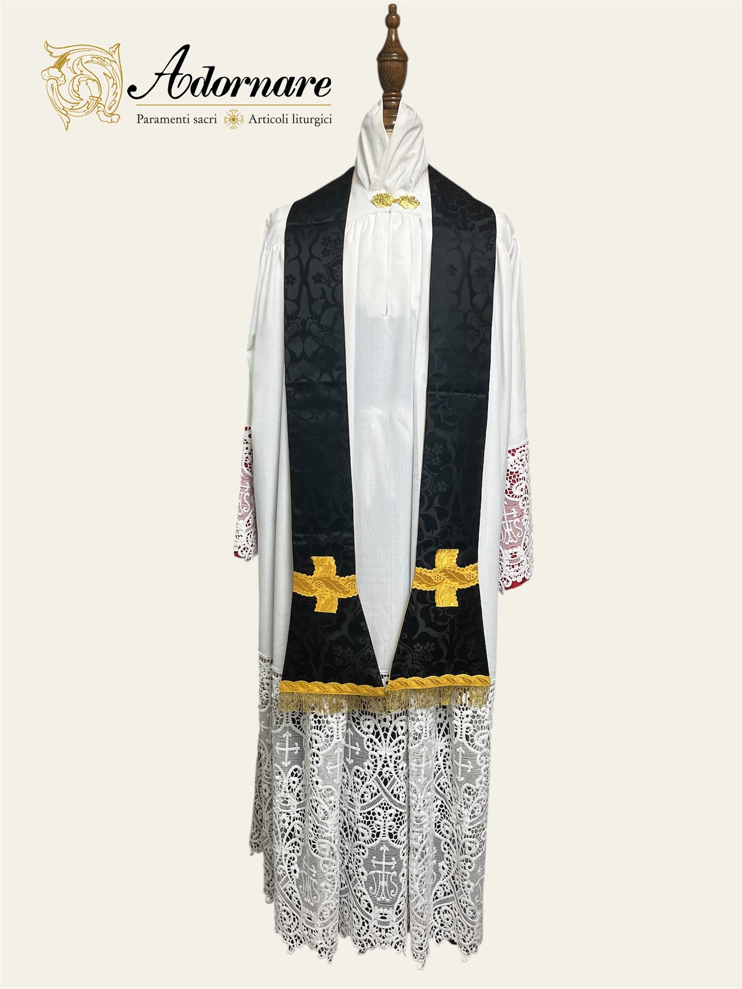 Italian Reversible Roman Stole for priests / Stola Sacramentale Romana Damasco