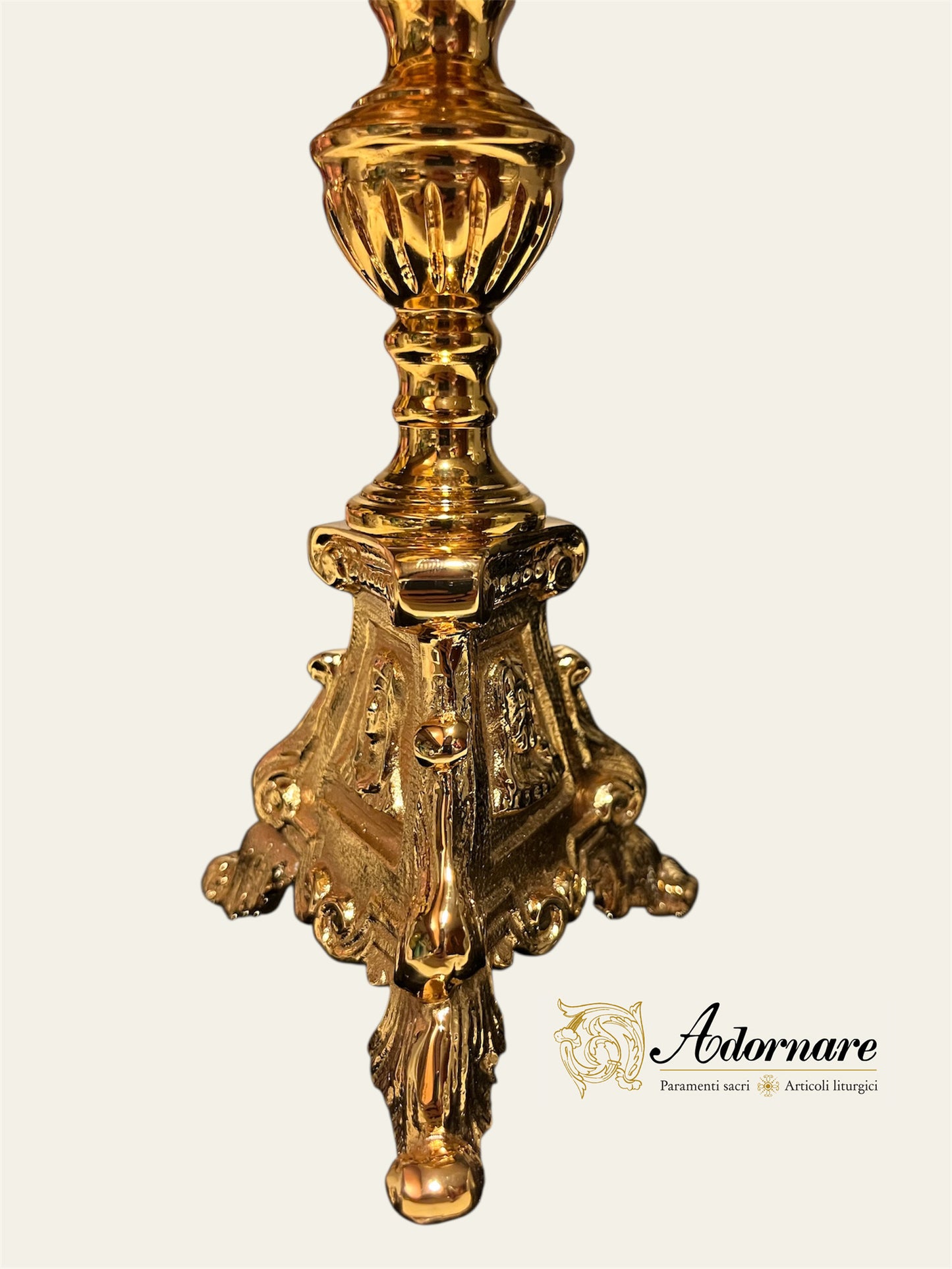 French style Altar Crucifix and Candlesticks with oil candles, gold-plated brass