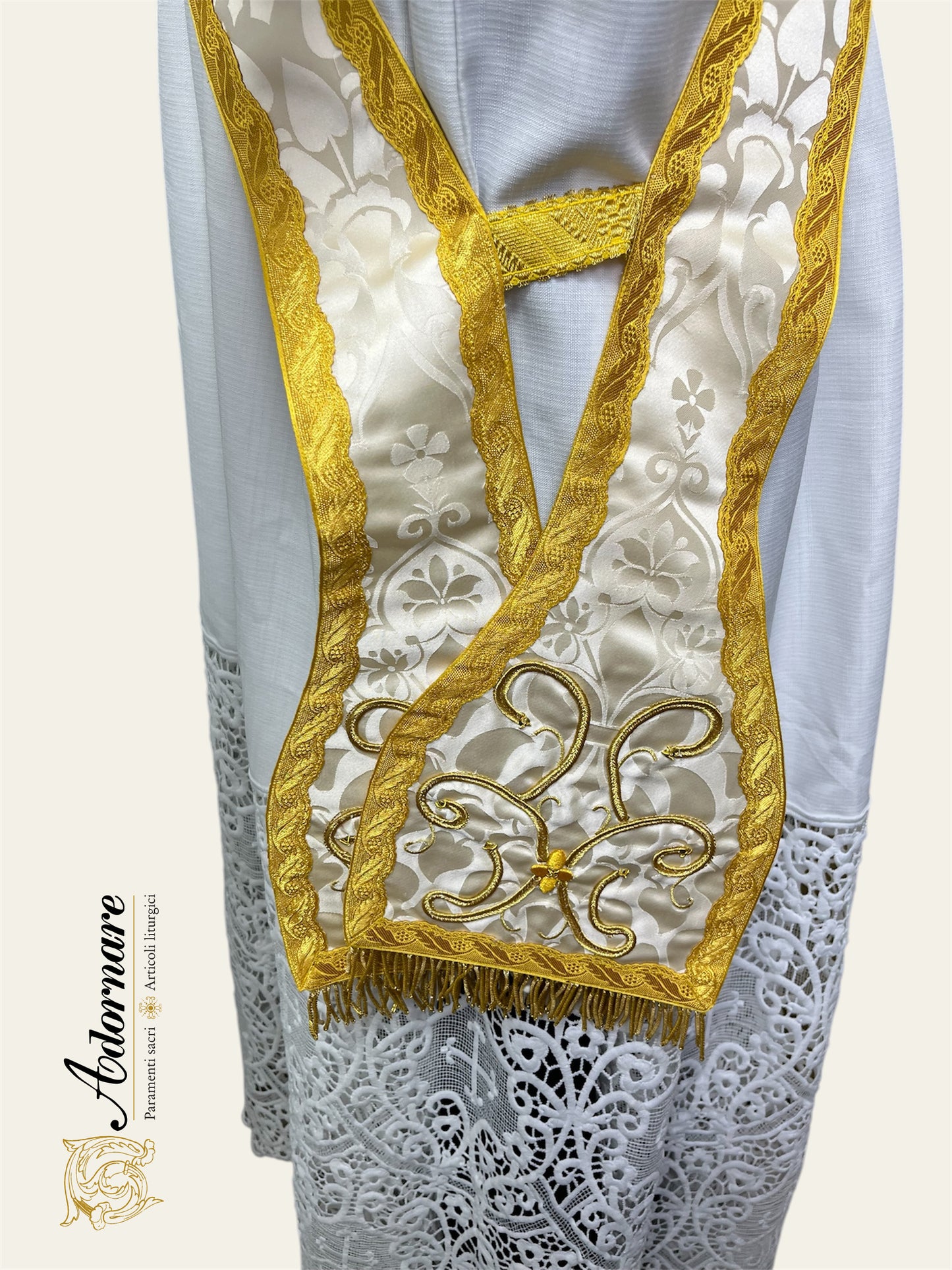 French Solemn Mass Set with hand and machine-embroidered IHS and floral motifs