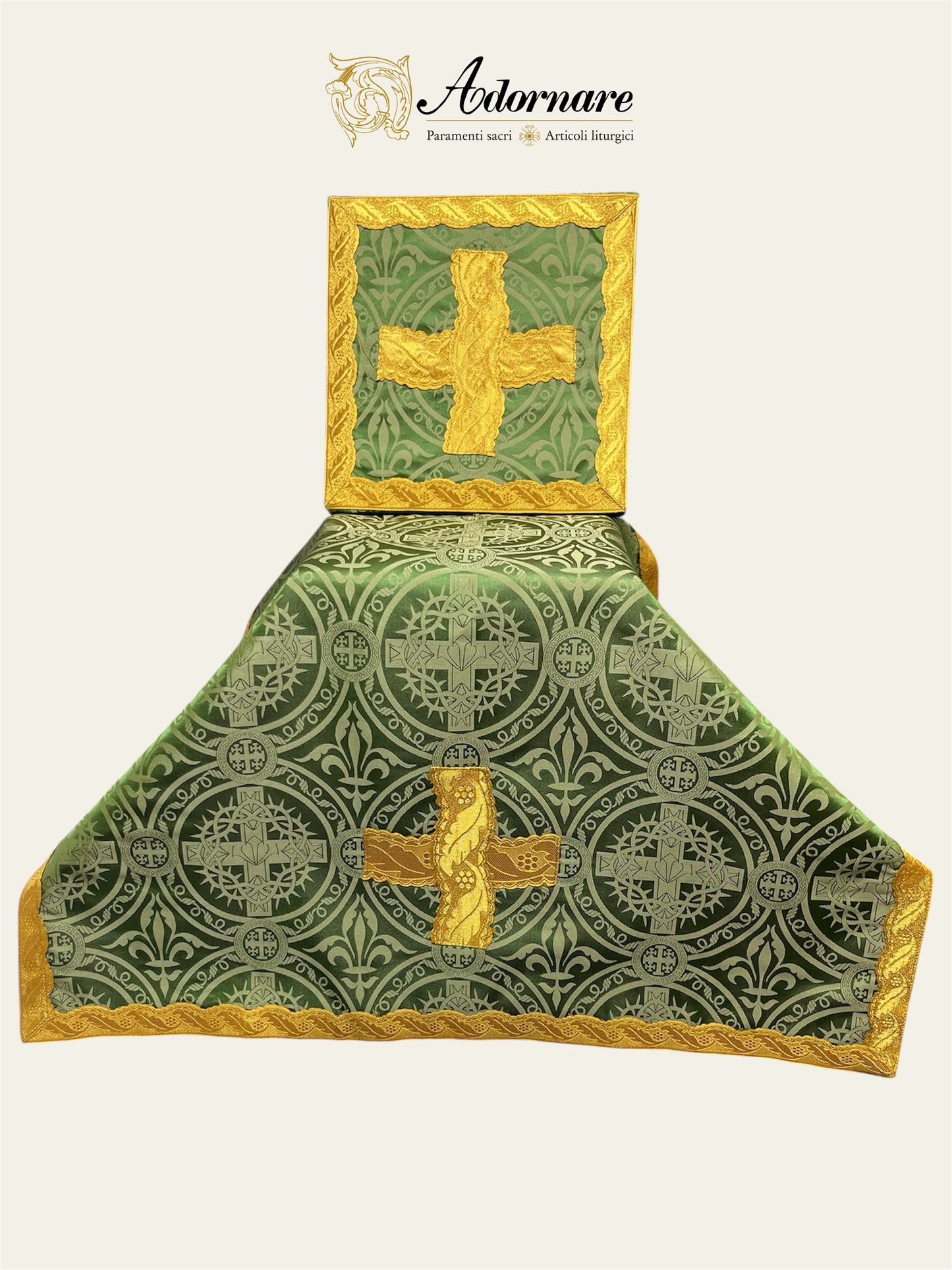 Ornate "Crowns & Lilies" Machine and hand-embroidered French-cut Roman Chasuble Low Mass Set / Pianeta Francese Ricamato Ornato