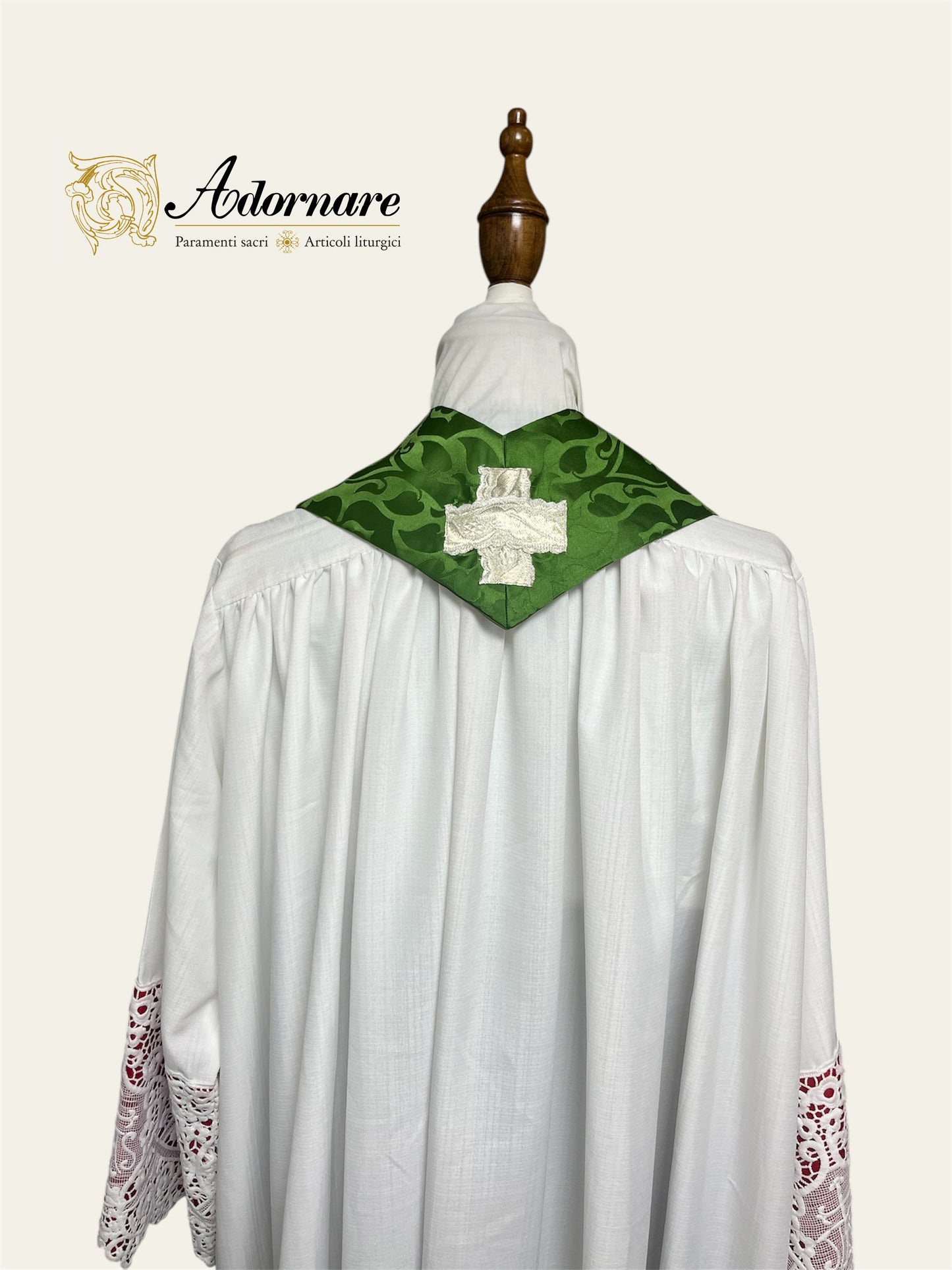 Damask Roman Chasuble with silver wavy gallons - Low Mass Set / Pianete Romane Damasco con gallone argento