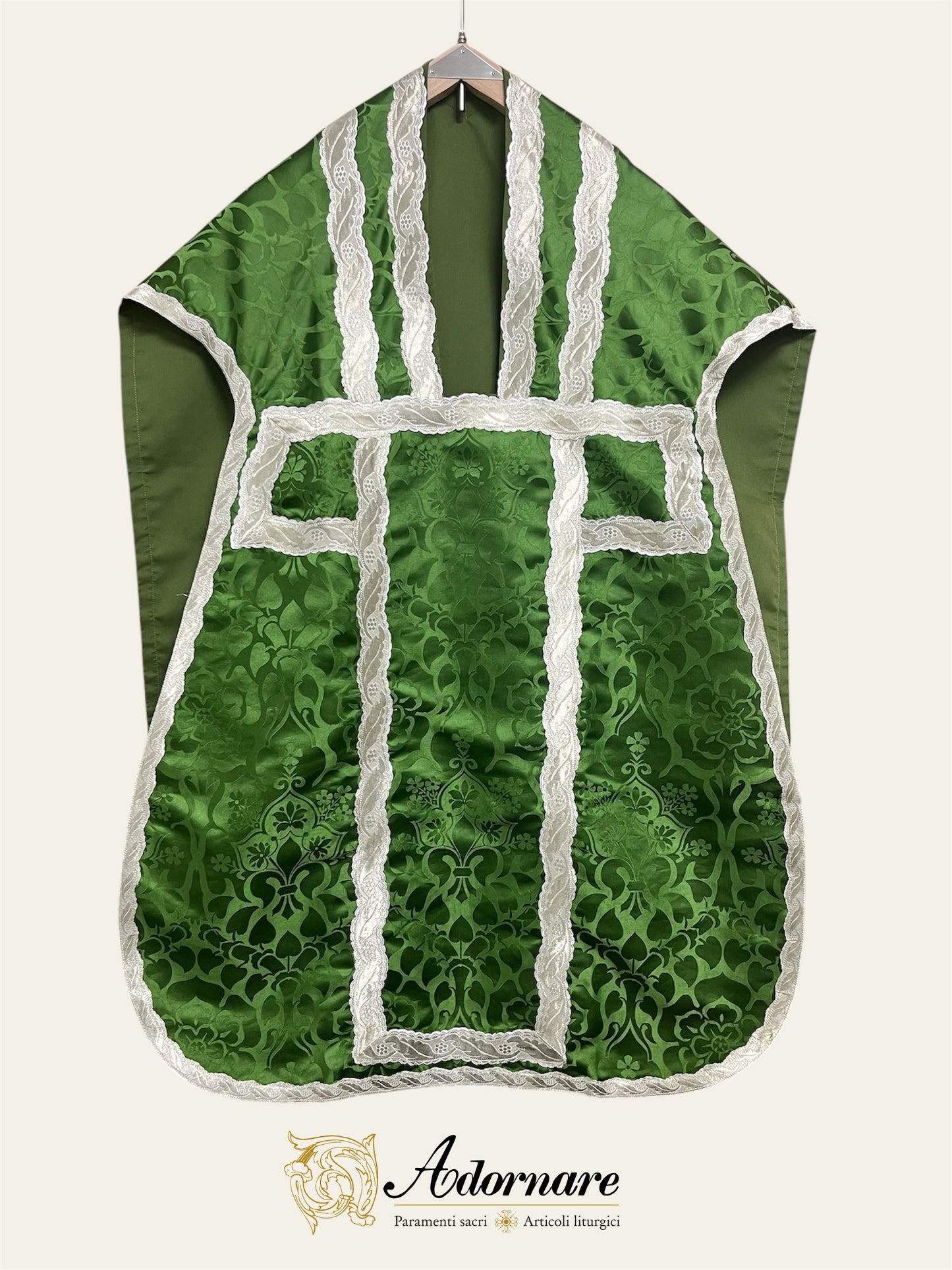 Damask Roman Chasuble with silver wavy gallons - Low Mass Set / Pianete Romane Damasco con gallone argento