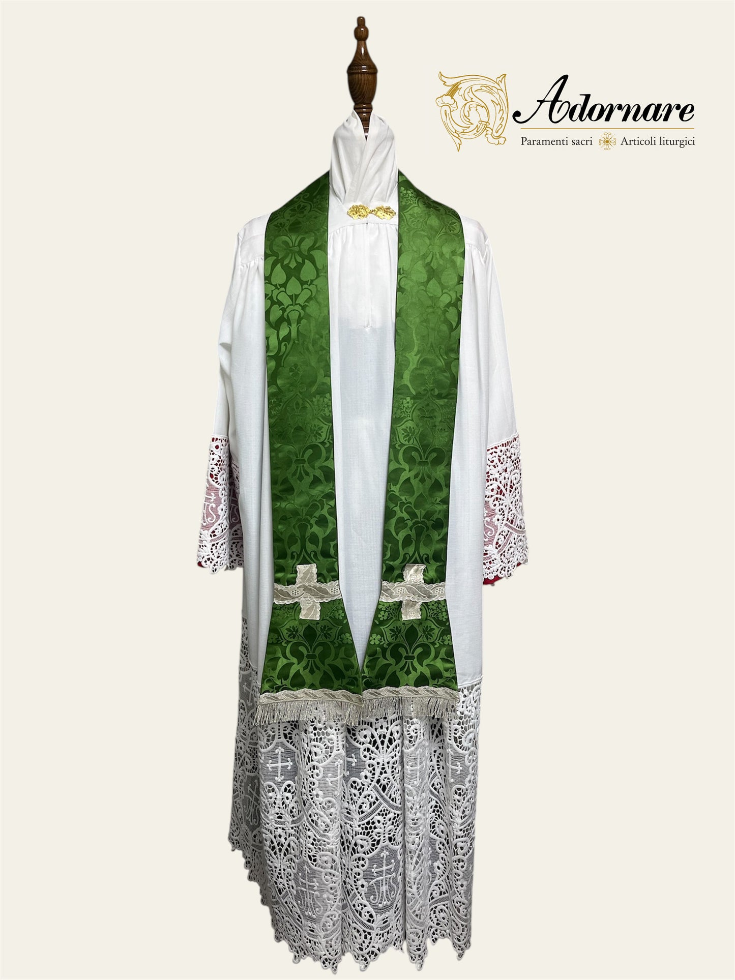 Damask Roman Chasuble with silver wavy gallons - Low Mass Set / Pianete Romane Damasco con gallone argento