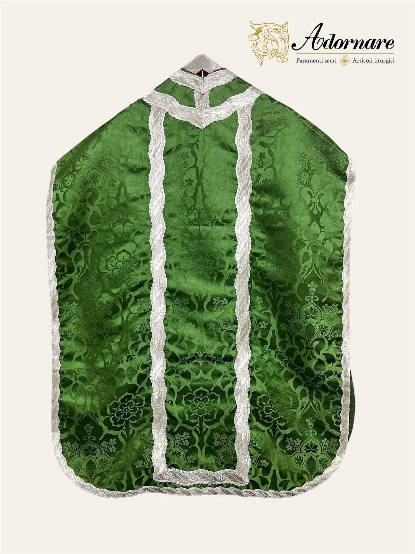 Damask Roman Chasuble with silver wavy gallons - Low Mass Set / Pianete Romane Damasco con gallone argento