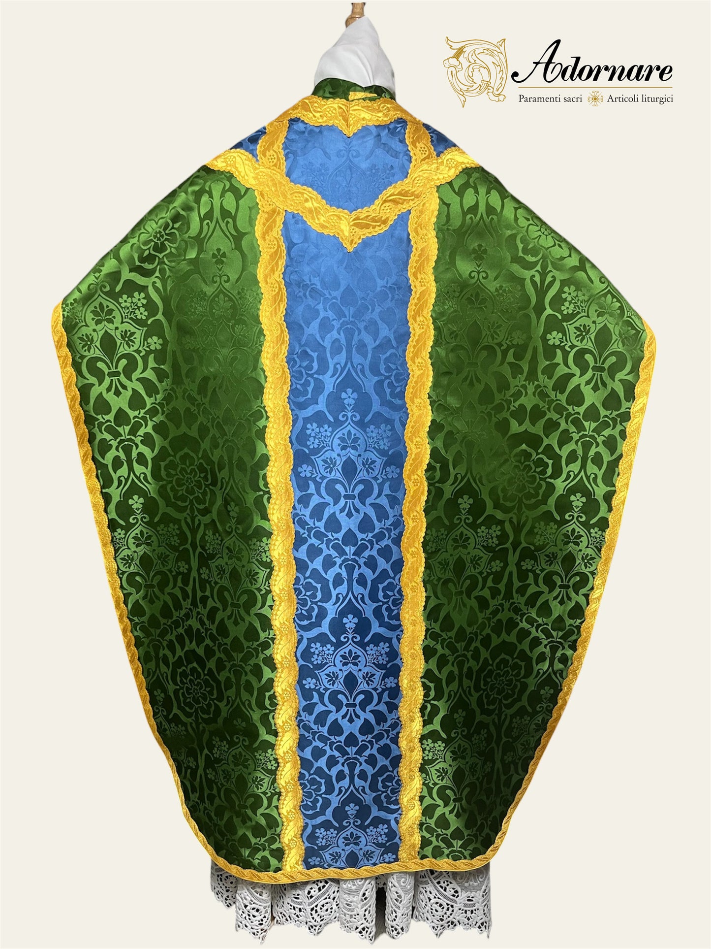 Damask St Philip Neri Chasuble with damask insert panel - Low Mass Set / Pianeta San Filippo Damasco con inserti