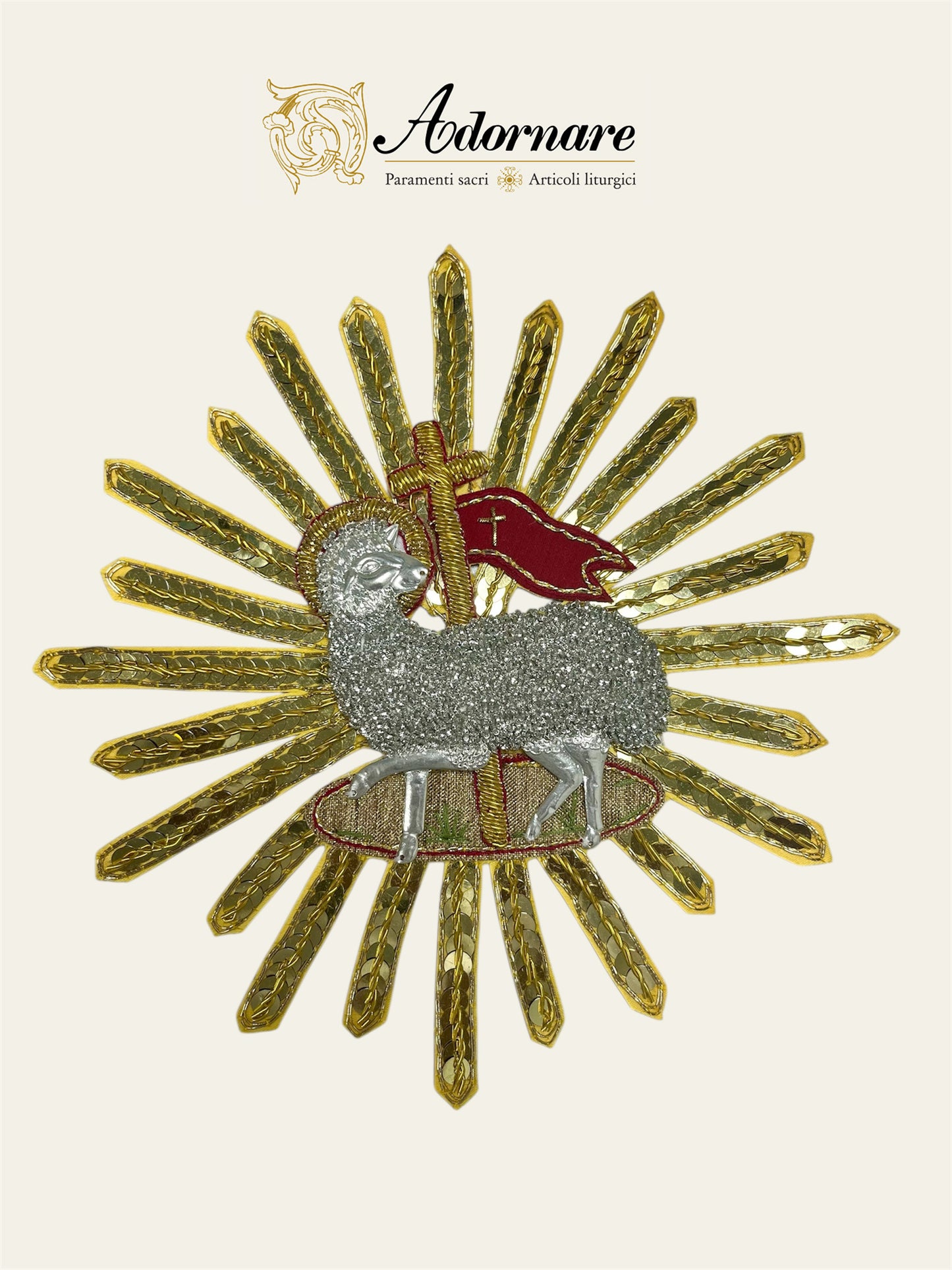 "Paschal Lamb" hand-embroidered Appliqué / Applicazione "Agnus Paschalis"