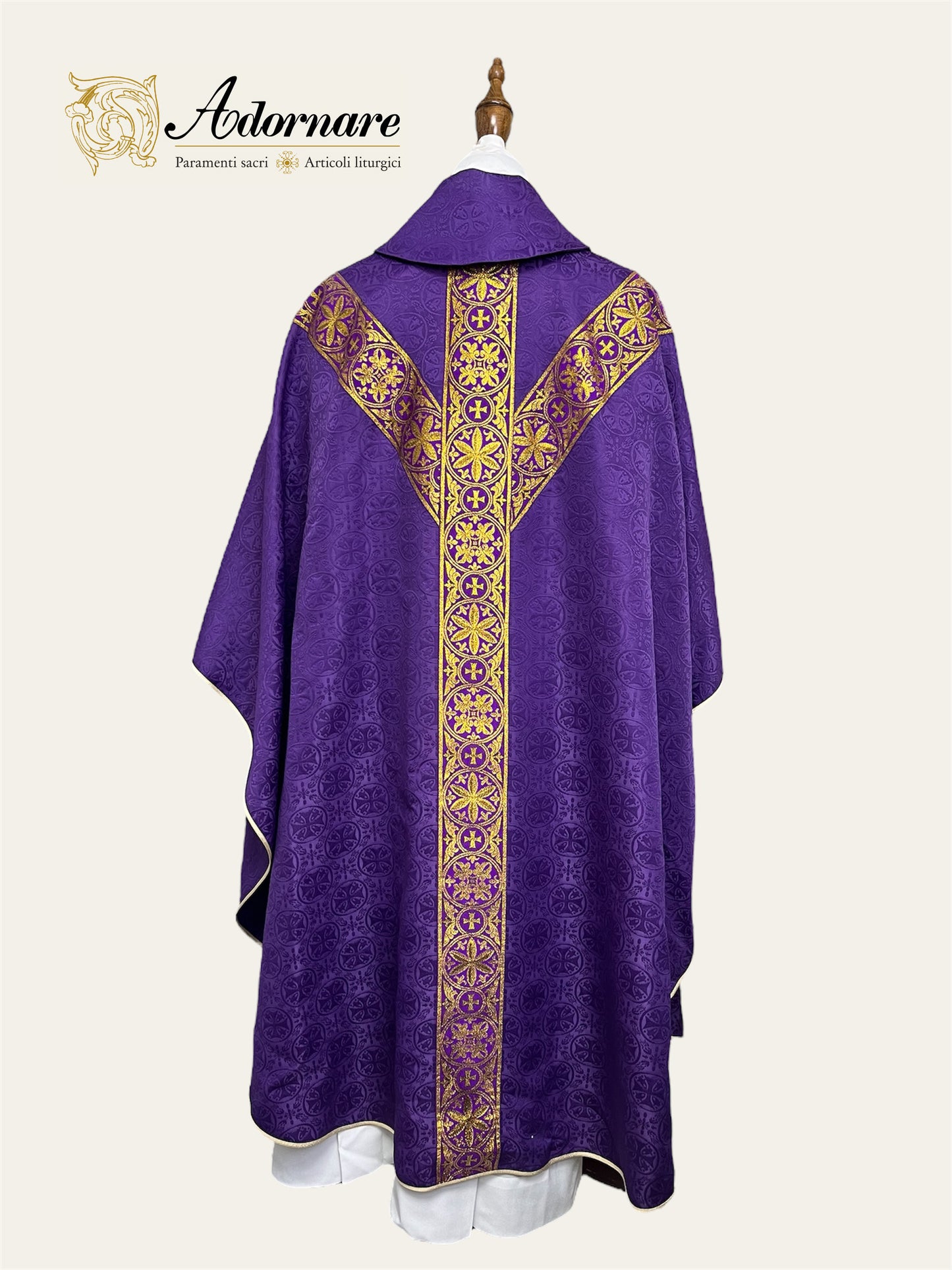 Damask gothic chasuble economical with Y-orphrey / Casula gotica Damasco economico