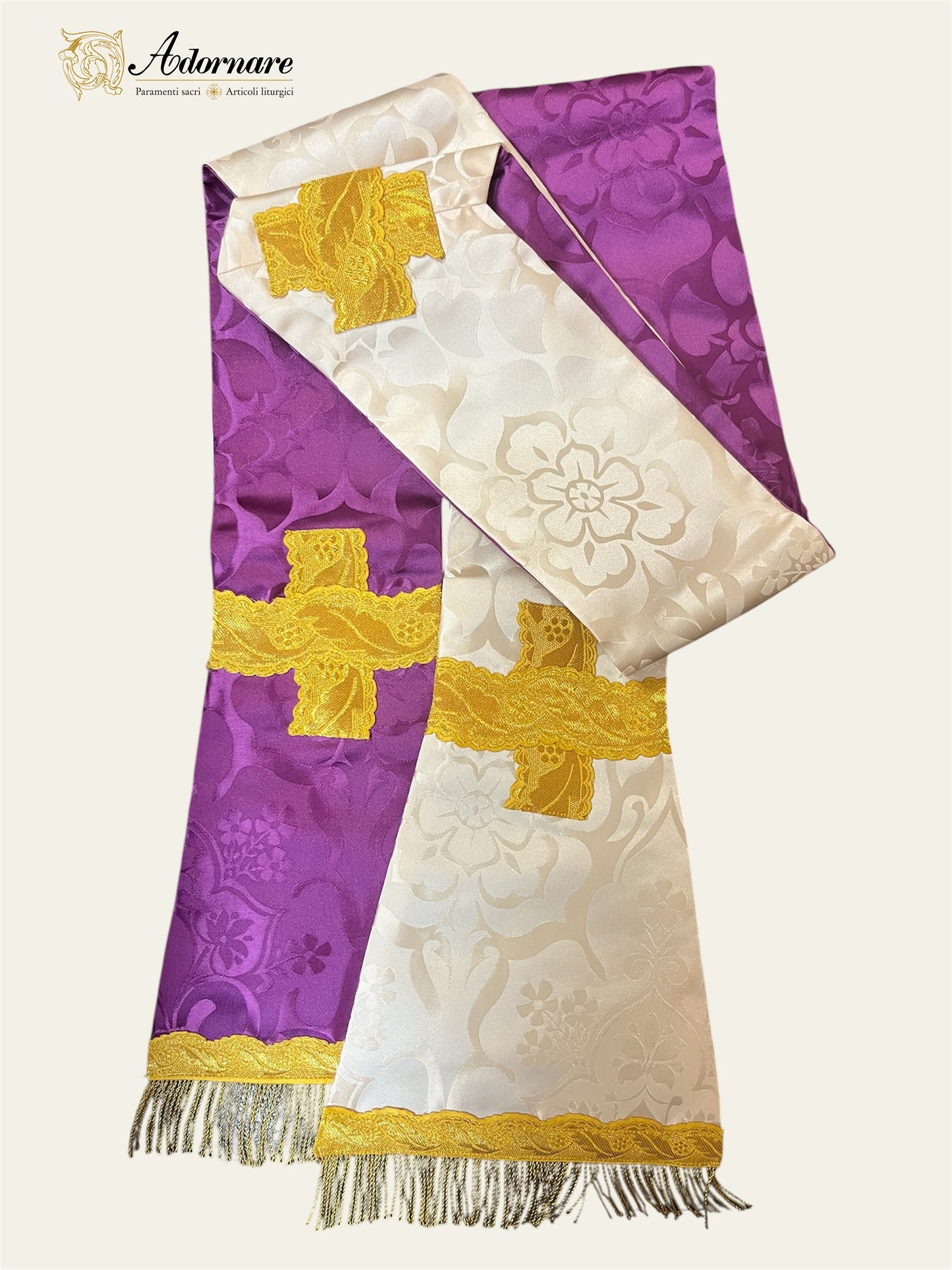 Italian Reversible Roman Stole for priests / Stola Sacramentale Romana Damasco
