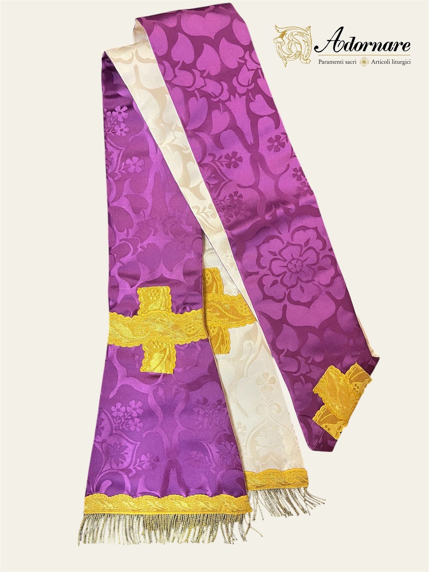 Italian Reversible Roman Stole for priests / Stola Sacramentale Romana Damasco