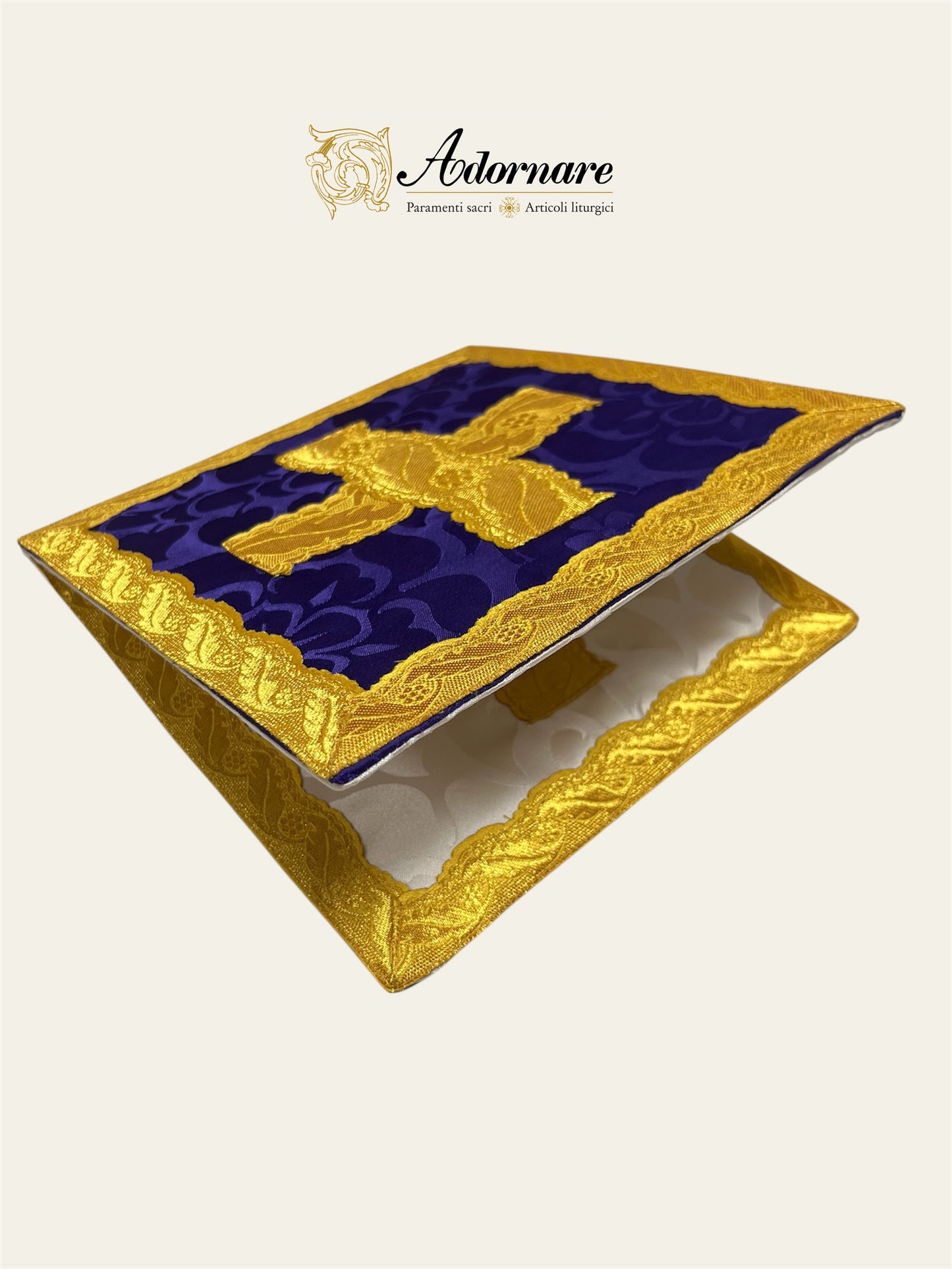 Damask Reversible French Travel Set (Ivory/Purple) / Pianeta Francese bicolore in damasco