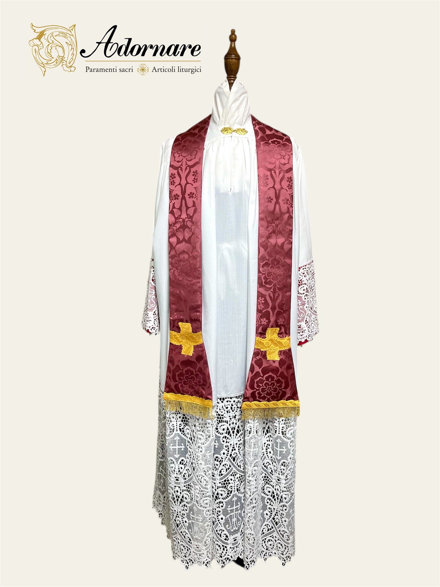 Italian Reversible Roman Stole for priests / Stola Sacramentale Romana Damasco