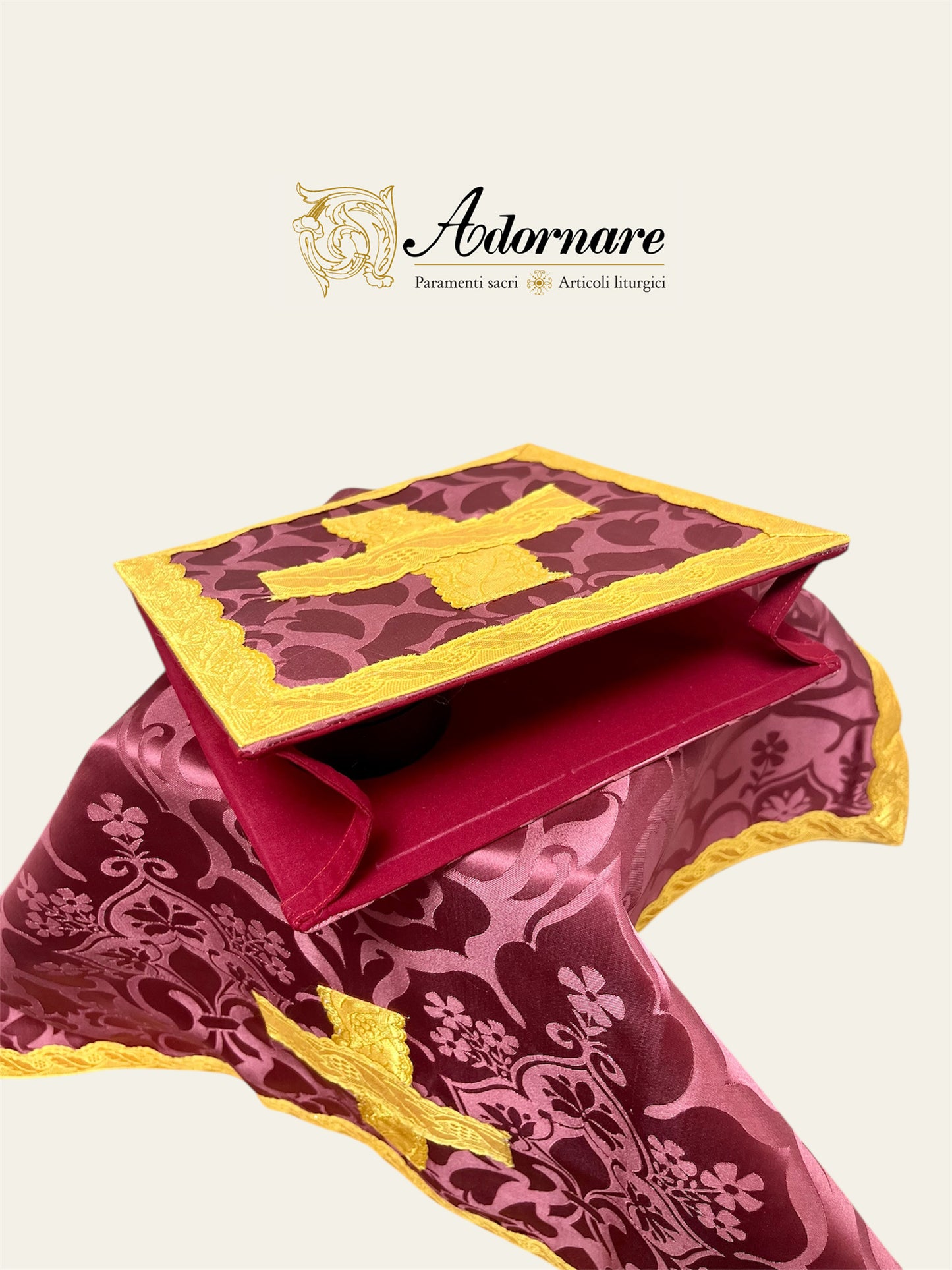 Italian-cut Roman maniple, burse and chalice veil / Velo, borsa e manipolo