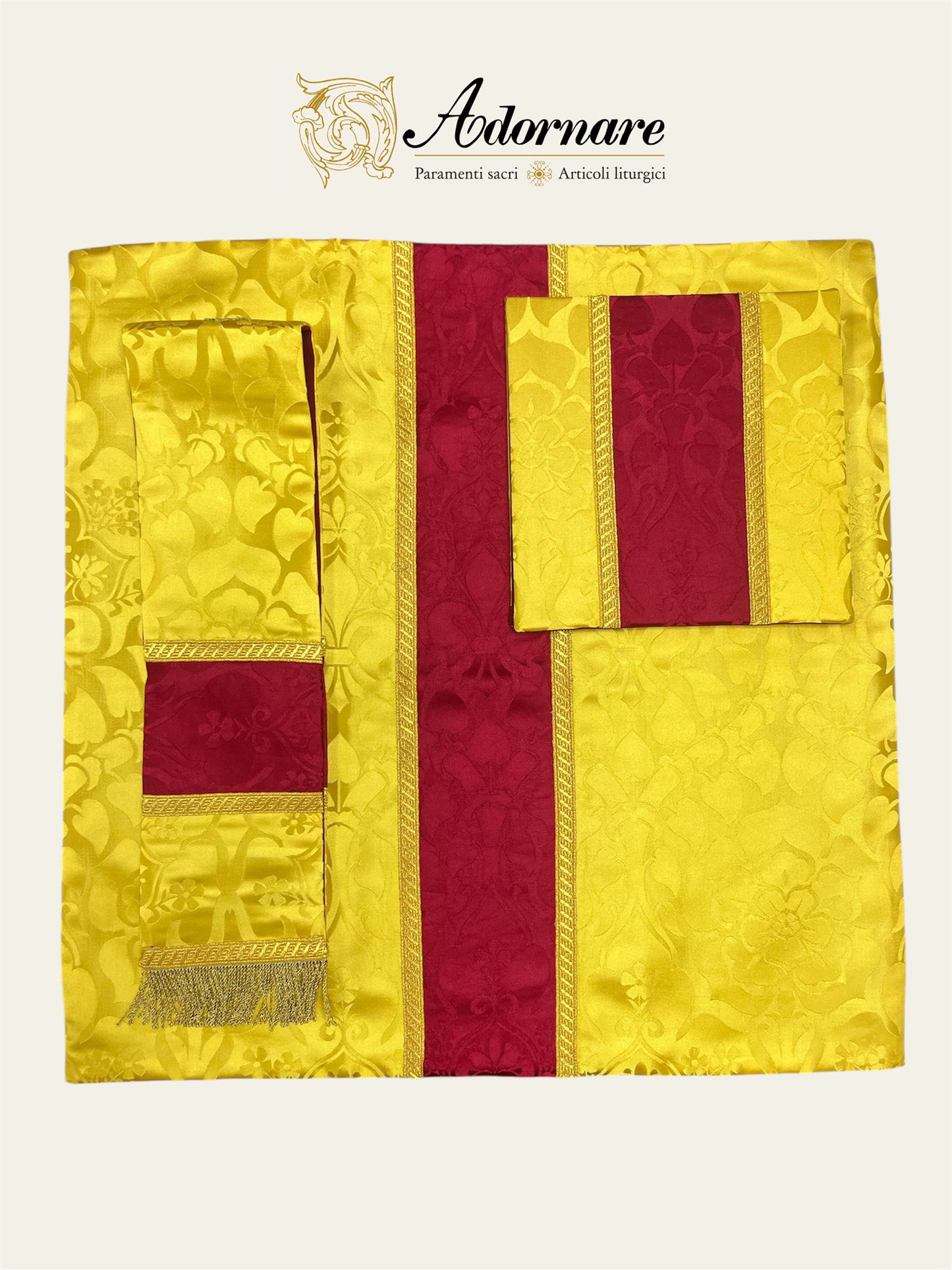 Damask semi-gothic chasuble with insert - Low Mass Set / Casule semi-gotica Damasco con inserti