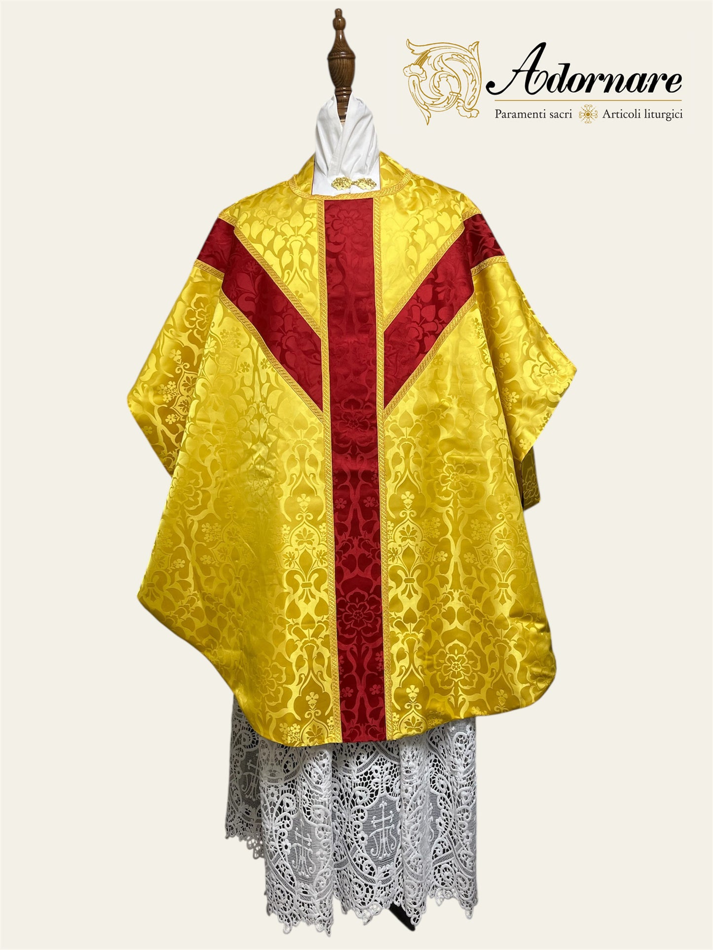 Damask semi-gothic chasuble with insert - Low Mass Set / Casule semi-gotica Damasco con inserti