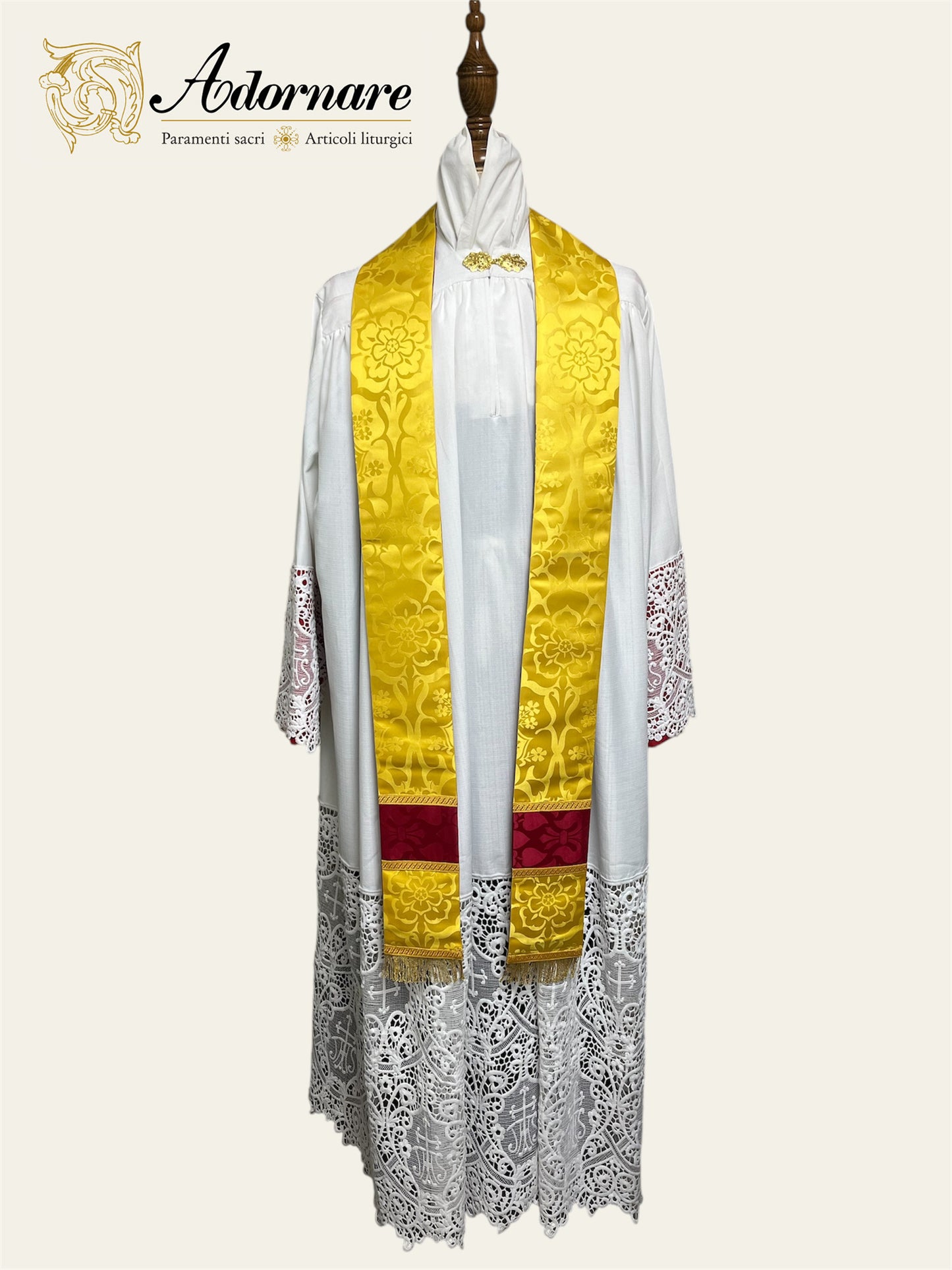 Damask semi-gothic chasuble with insert - Low Mass Set / Casule semi-gotica Damasco con inserti