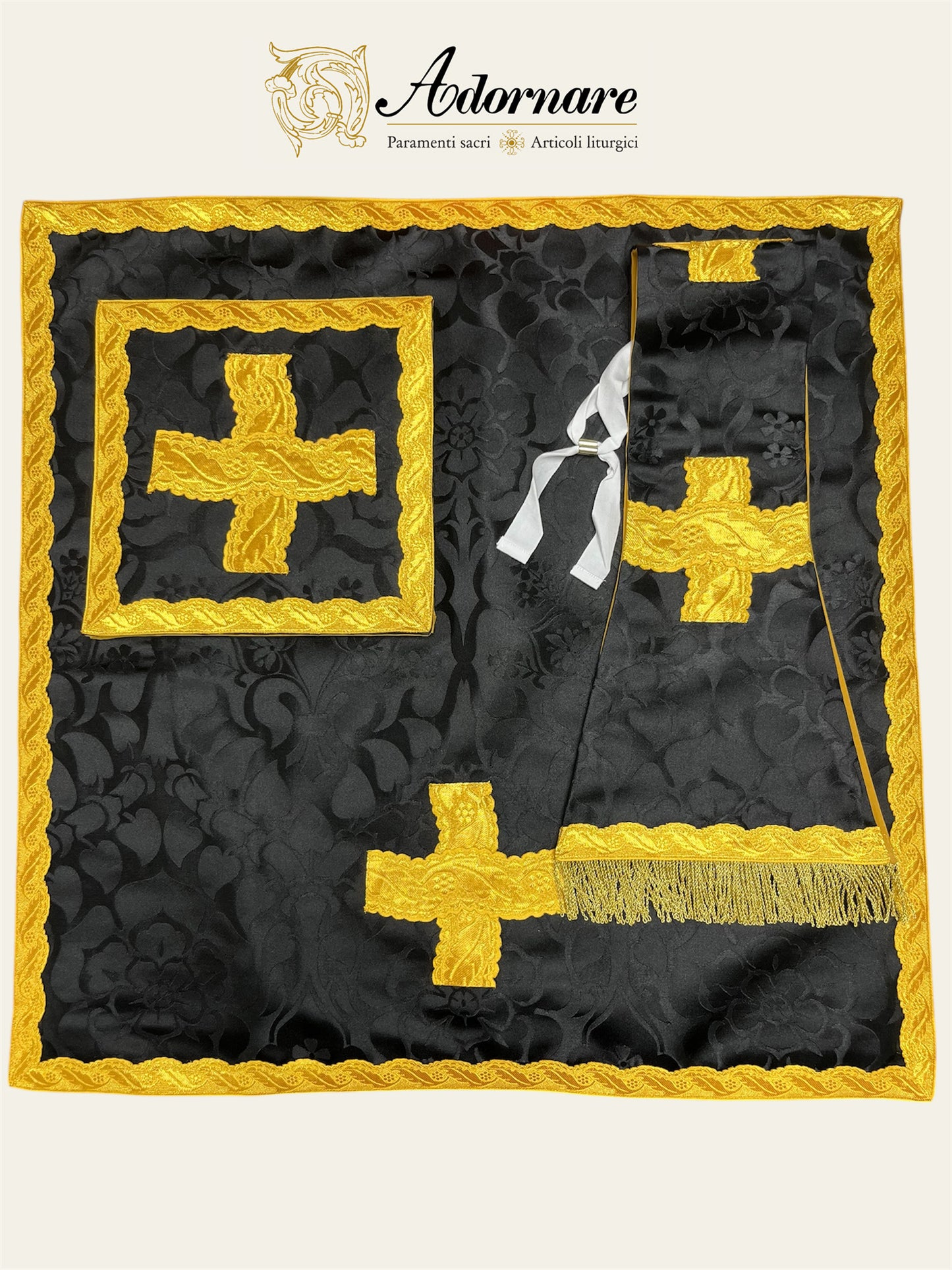 Requiem St Philip Neri Chasuble Low Mass Set (Black) / Pianeta San Filippo in Broccato (Nero)