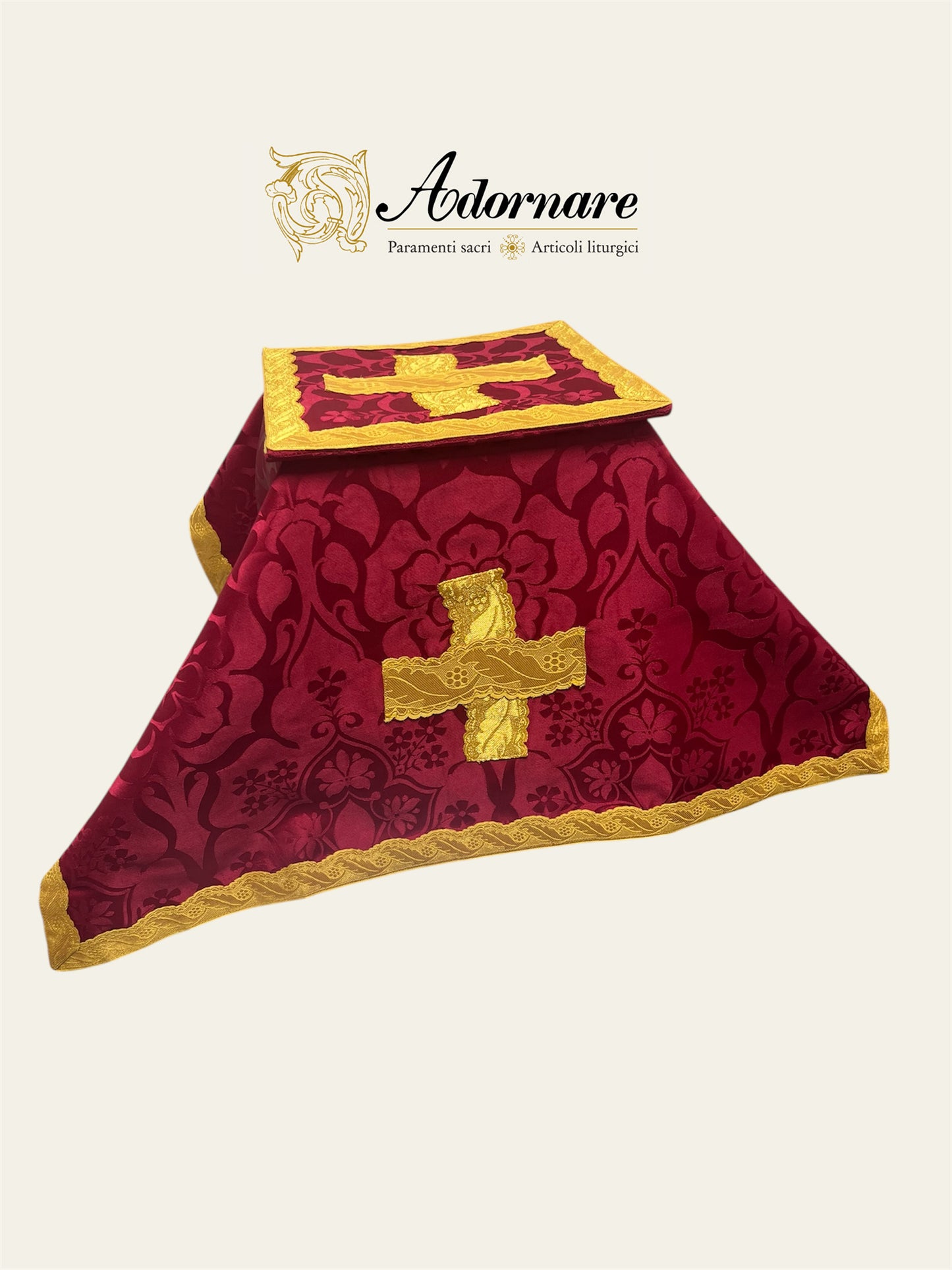 Italian-cut Roman maniple, burse and chalice veil / Velo, borsa e manipolo