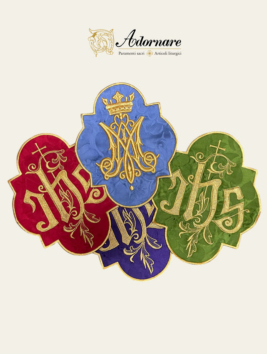 IHS & Marian machine-embroidered appliqué / Applicazione "IHS" e "Ave Maria"