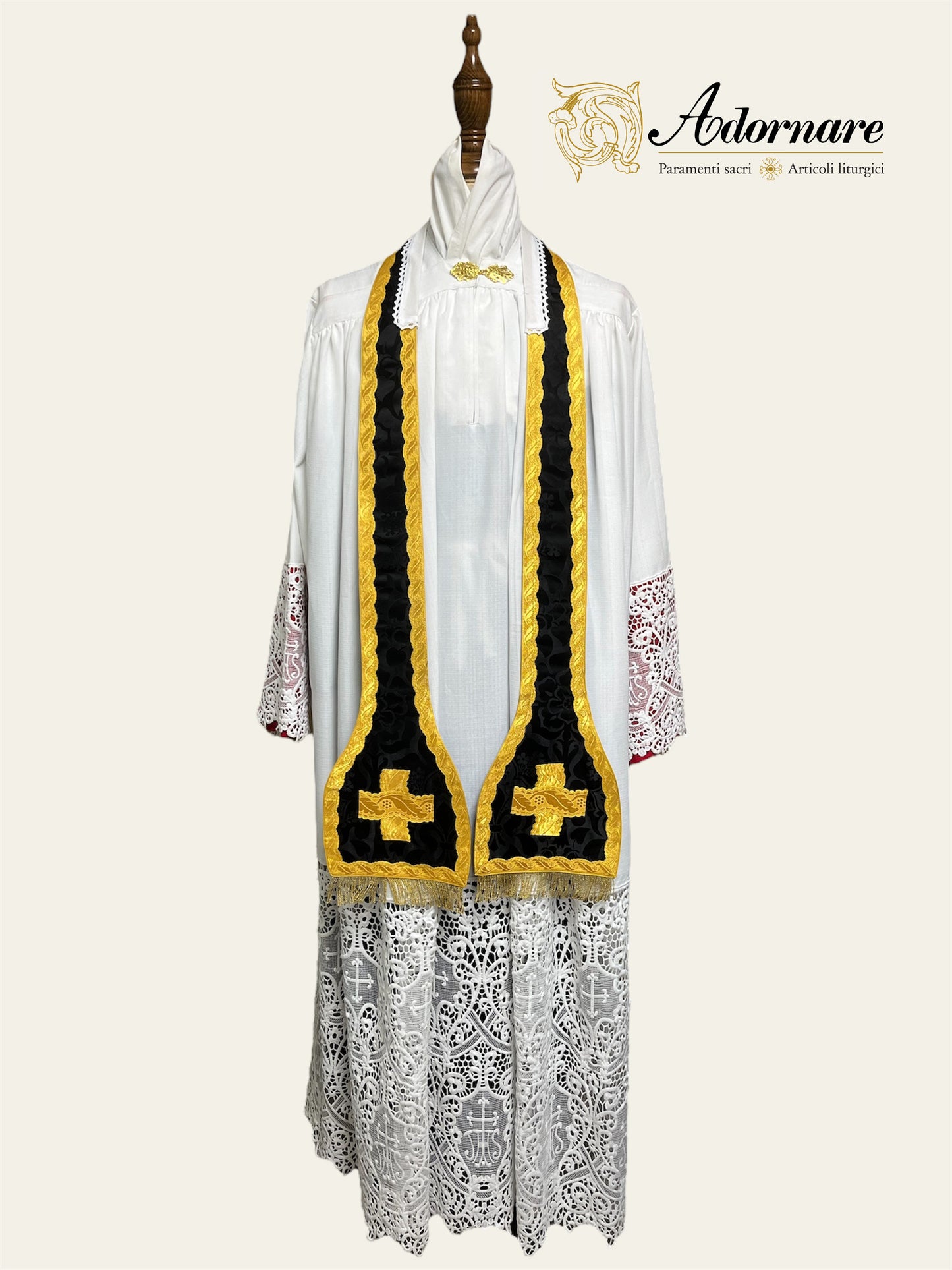 French Solemn Mass Set with hand and machine-embroidered IHS and floral motifs