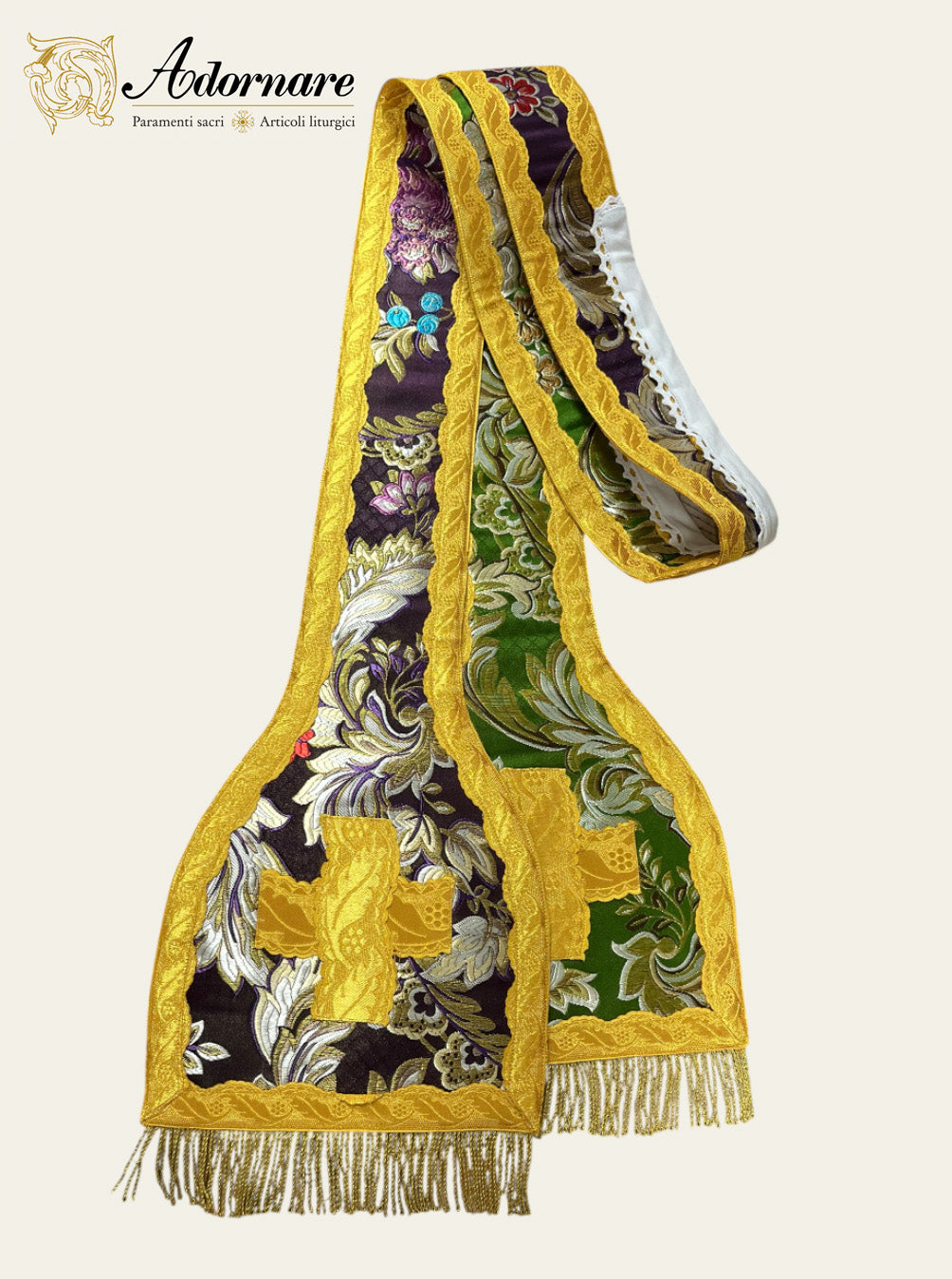 French Brocade Roman Stole, single or reversible