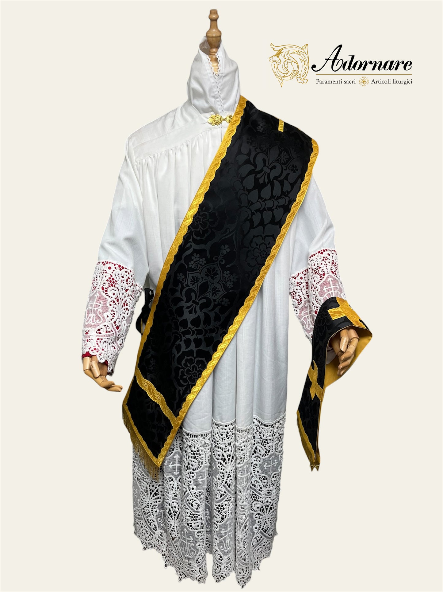 Damask Folded chasubles & broad stole Solemn Mass Set in St Philip Neri Style /Pianete Plicate e Stolone San Filippo Damasco