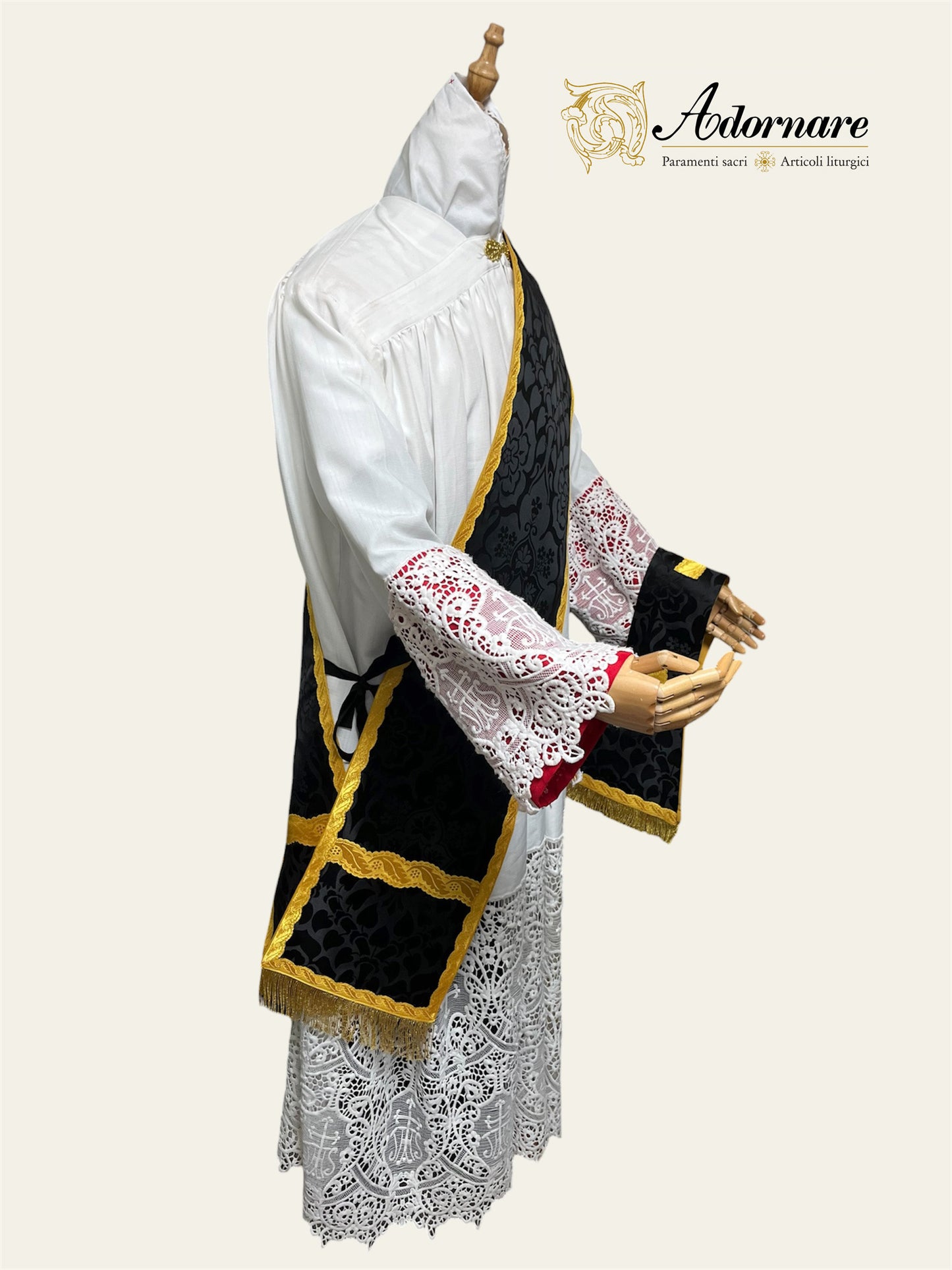 Damask Folded chasubles & broad stole Solemn Mass Set in St Philip Neri Style /Pianete Plicate e Stolone San Filippo Damasco