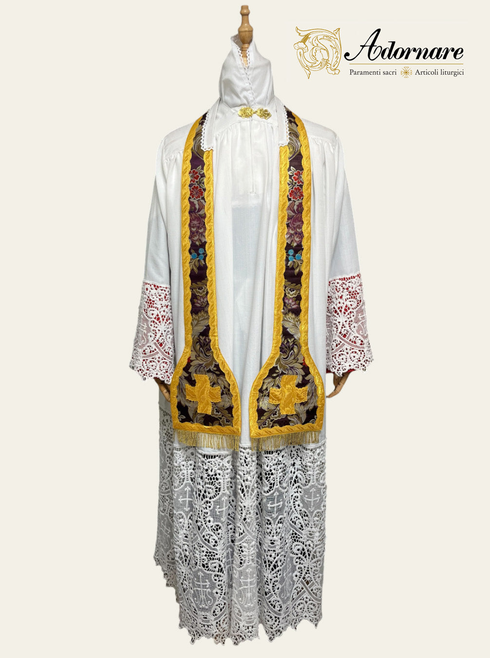 French Brocade Roman Stole, single or reversible