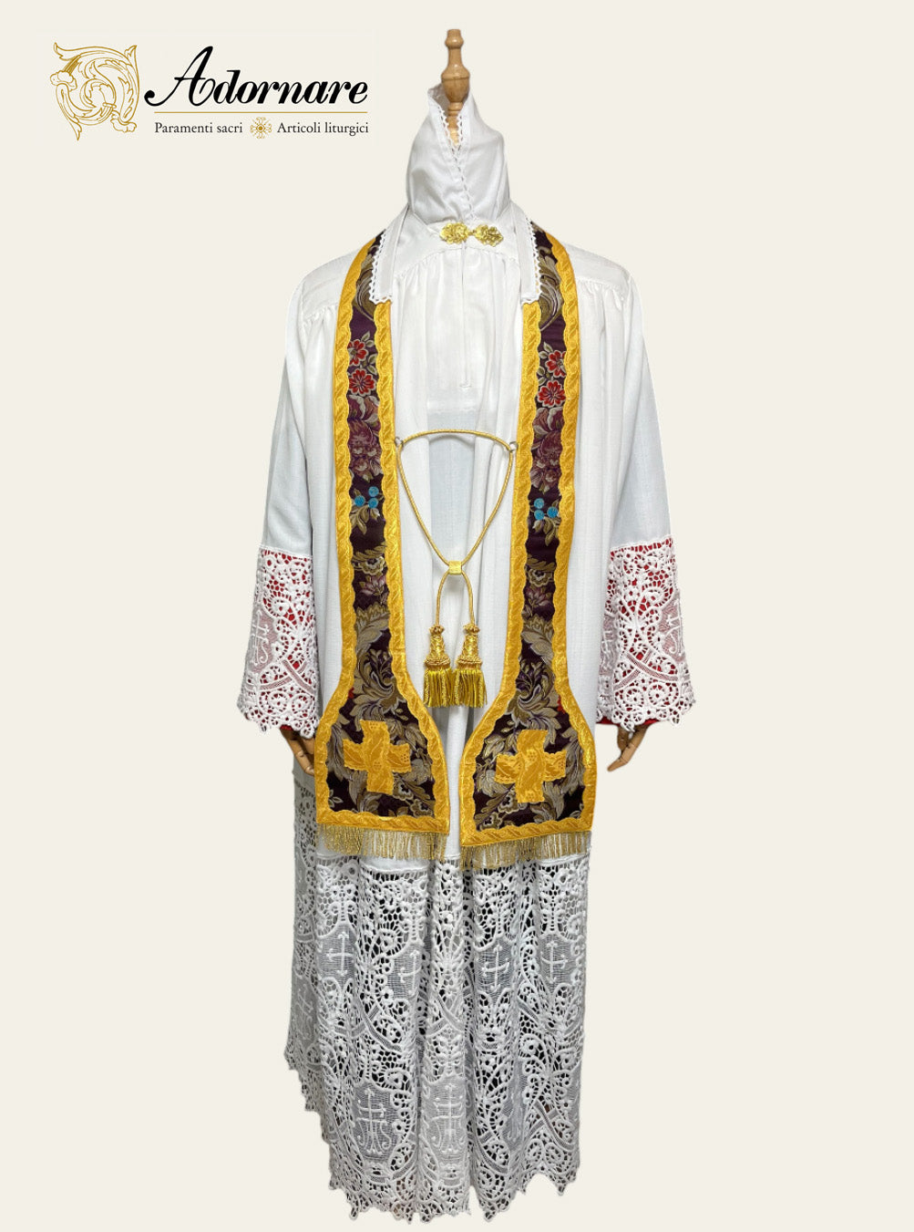 French Brocade Roman Stole, single or reversible