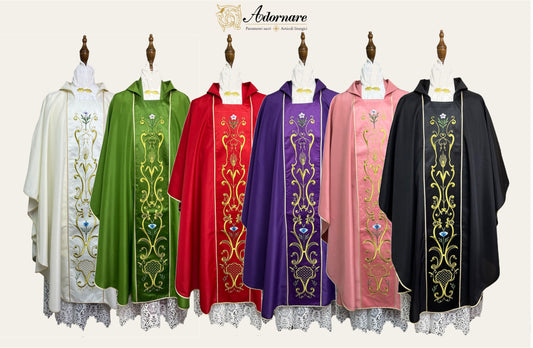 Gothic chasuble with machine embroidered panels / Casula con ricamo a macchina - Style GC-01