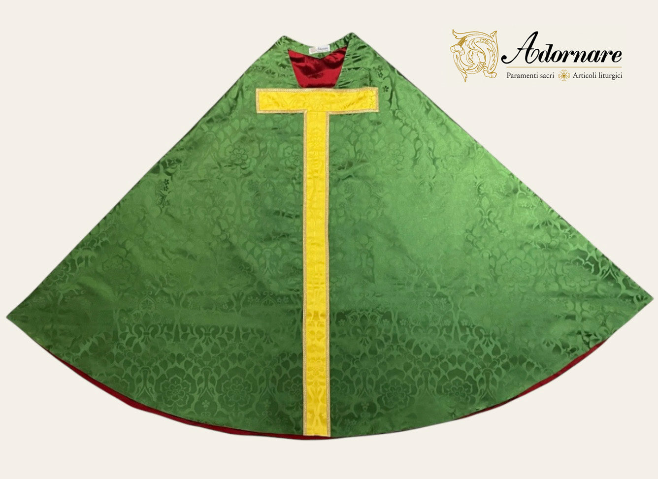 Damask Conical Chasuble with insert panels - Low Mass Set / Casula Conica in damasco con inserti
