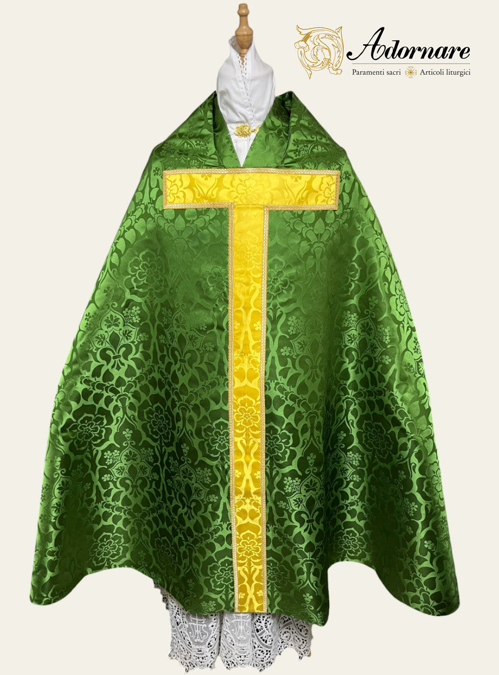 Damask Conical Chasuble with insert panels - Low Mass Set / Casula Conica in damasco con inserti
