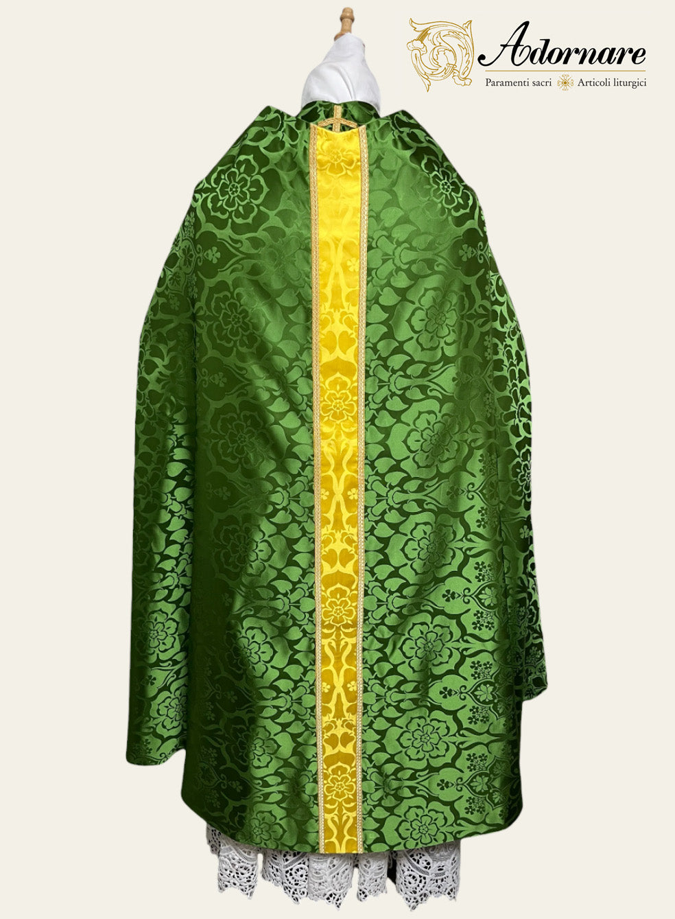 Damask Conical Chasuble with insert panels - Low Mass Set / Casula Conica in damasco con inserti