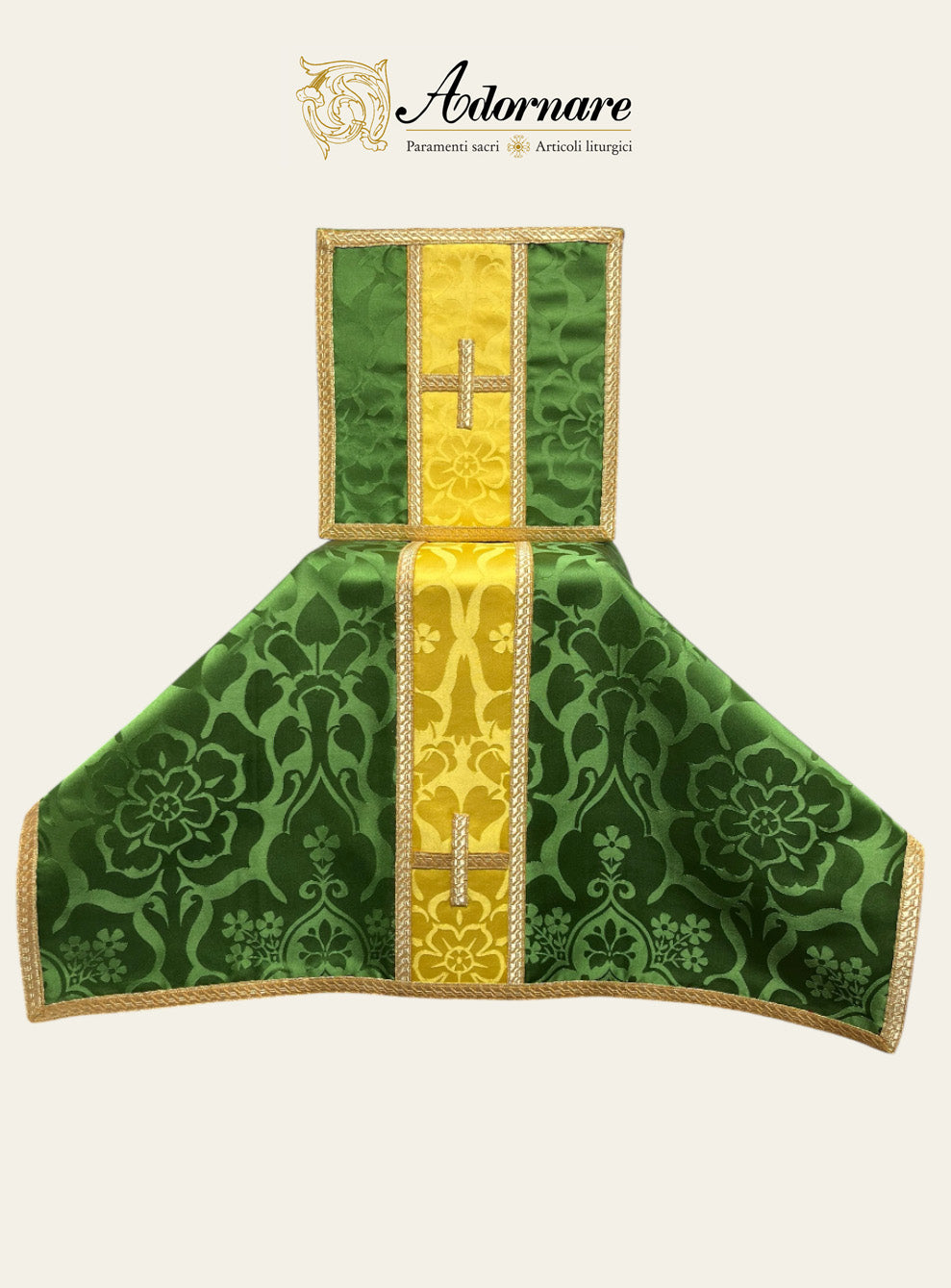 Damask Conical Chasuble with insert panels - Low Mass Set / Casula Conica in damasco con inserti