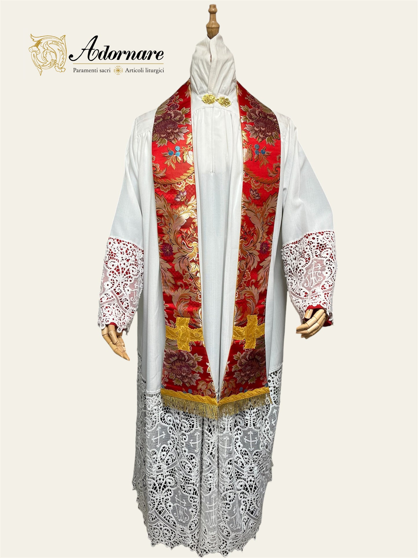 Contemporary Roman-cut Brocade Roman Chasuble Low Mass Set / Pianeta Romana Broccato