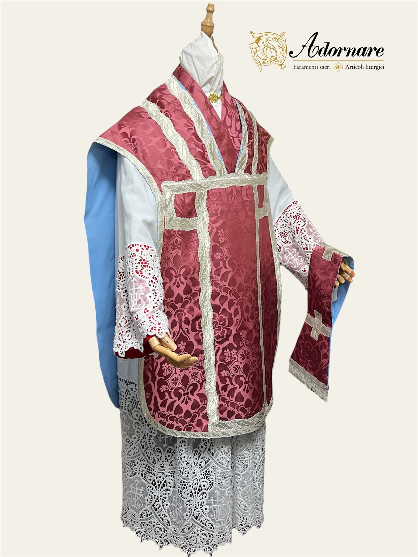 Contemporary Roman-cut Damask Roman Chasuble Low Mass Set / Pianeta Romana Damasco