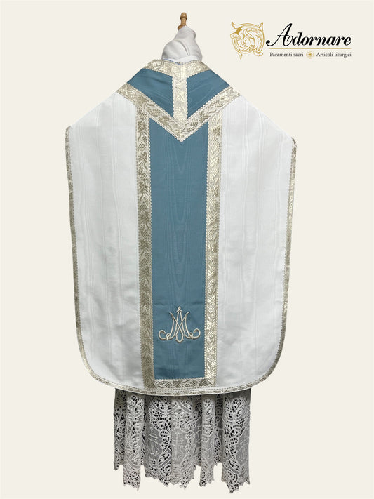 Contemporary Roman-cut Moiré Roman Chasuble Low Mass Set / Pianeta Romana Moiré