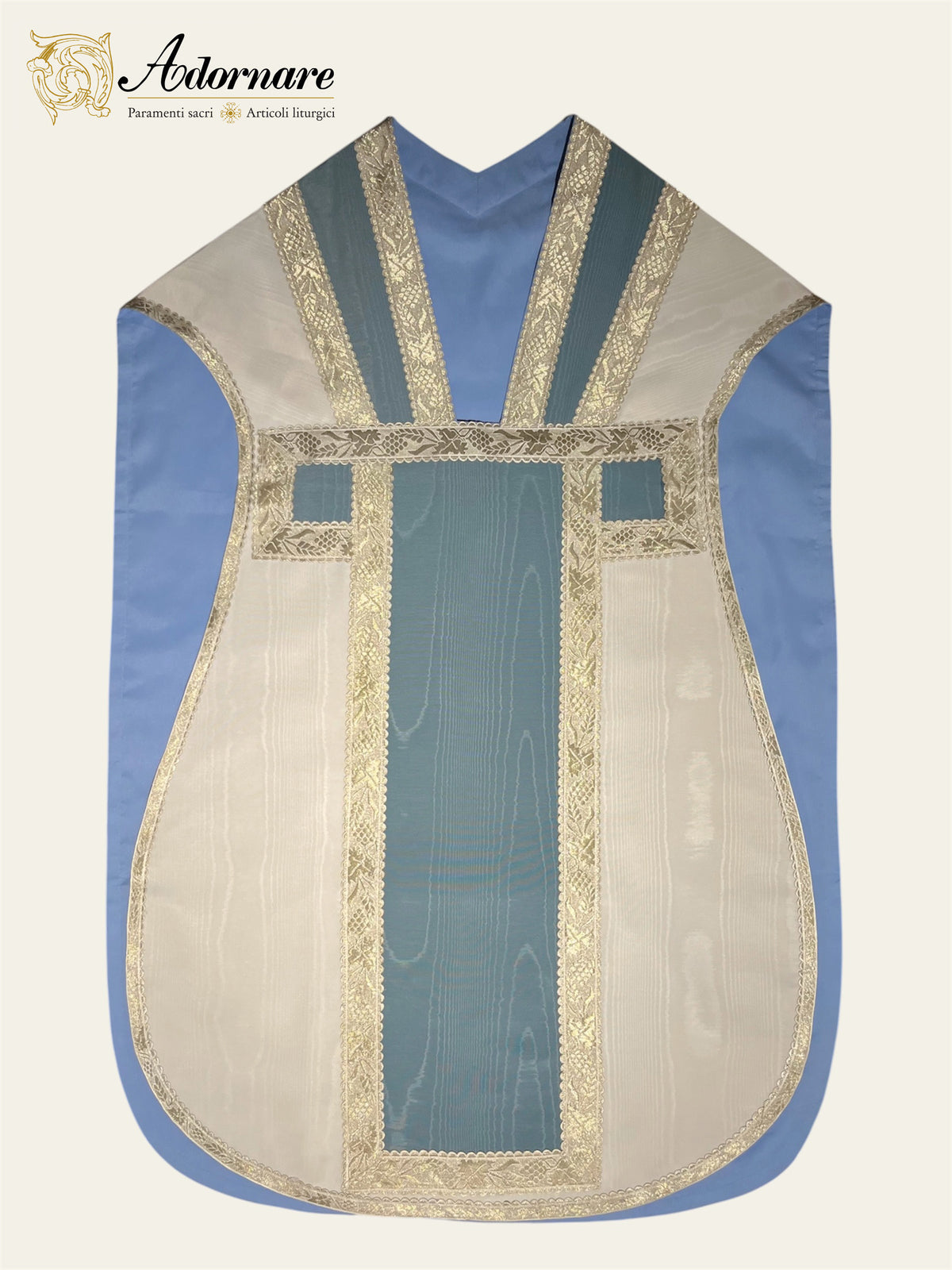 Contemporary Roman-cut Moiré Roman Chasuble Low Mass Set / Pianeta Romana Moiré