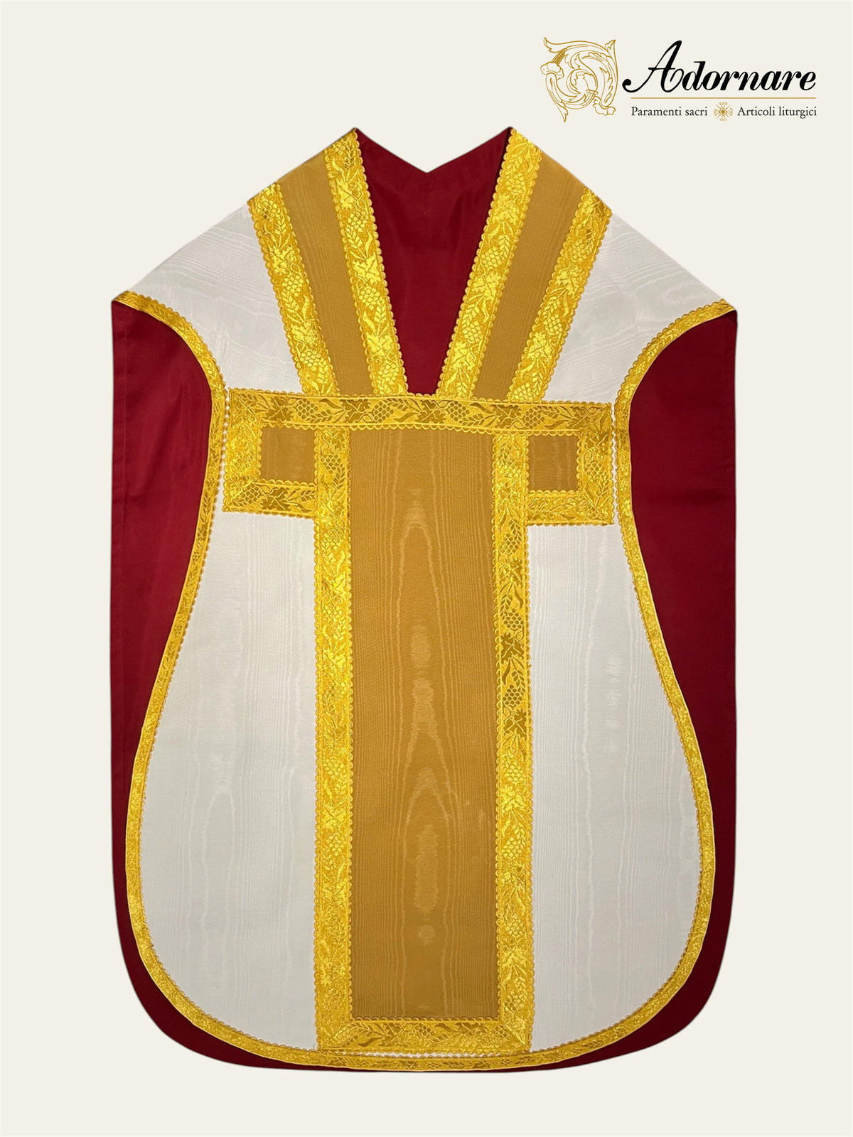 Contemporary Roman-cut Moiré Roman Chasuble Low Mass Set / Pianeta Romana Moiré