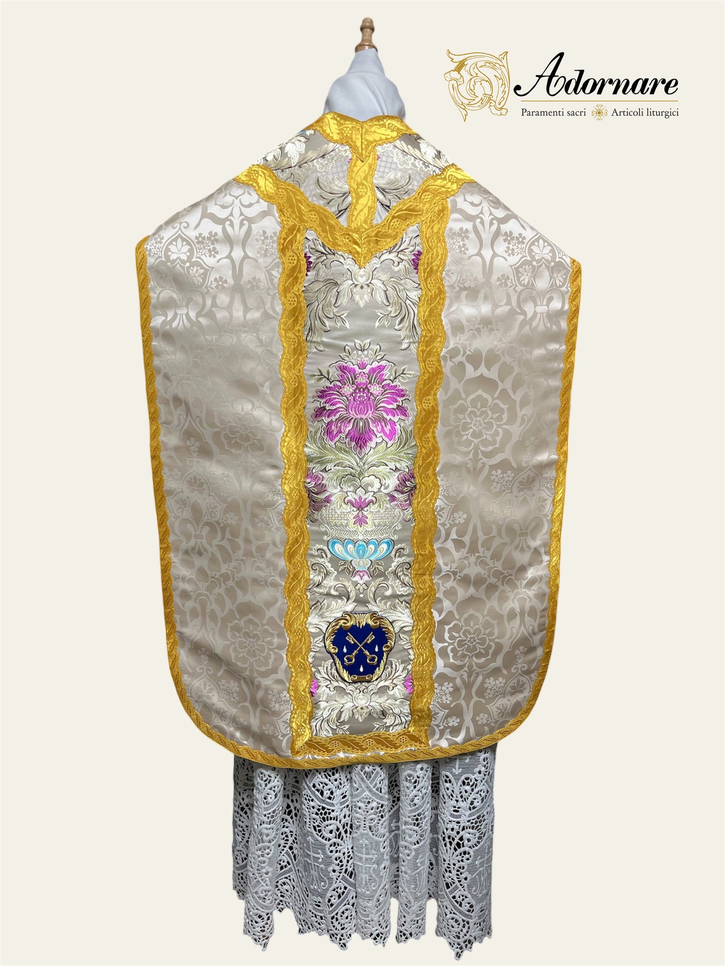 Custom vestments with embroidered FSSP emblem - Other custom emblems and stemma/coat of arms can also be realised