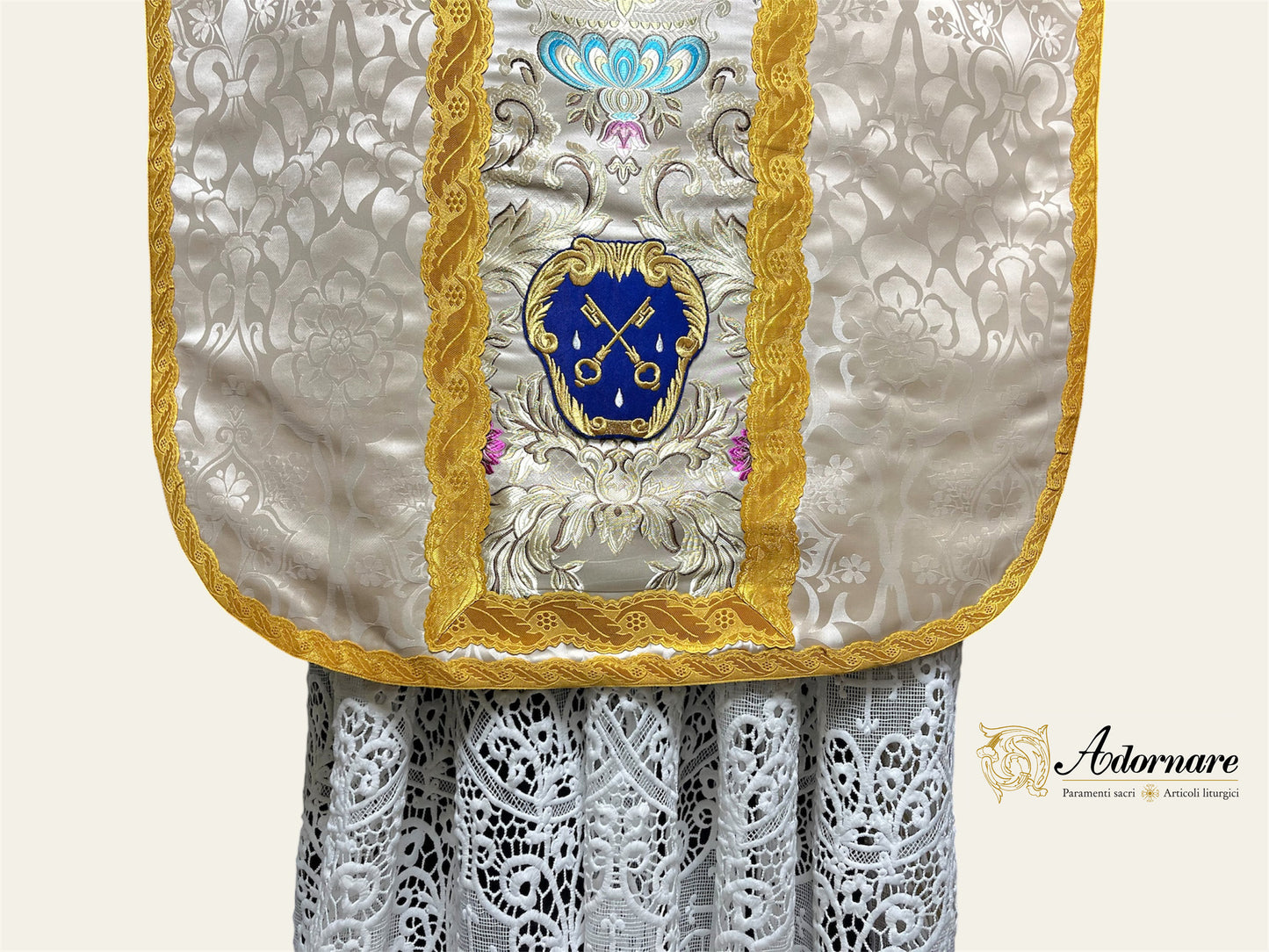 Custom vestments with embroidered FSSP emblem - Other custom emblems and stemma/coat of arms can also be realised