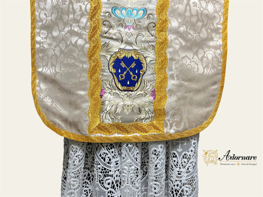 Custom vestments with embroidered FSSP emblem - Other custom emblems and stemma/coat of arms can also be realised