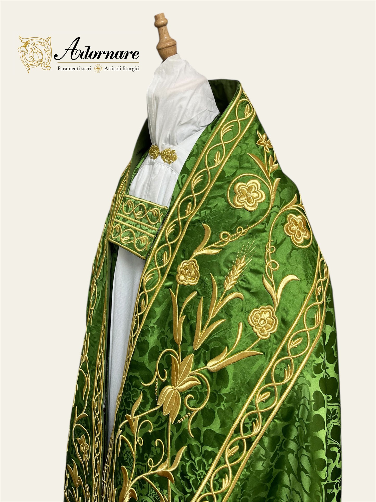 French Solemn Mass Set with hand and machine-embroidered IHS and floral motifs