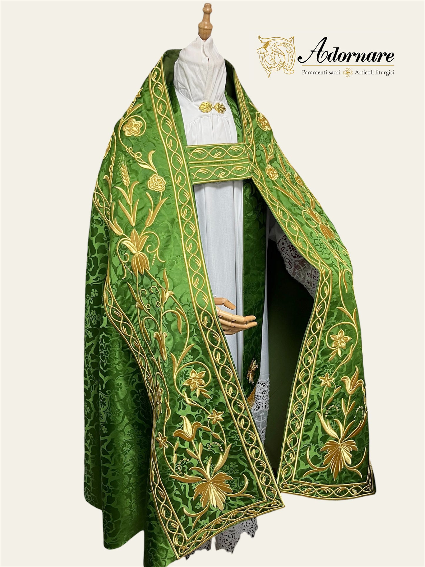 French Solemn Mass Set with hand and machine-embroidered IHS and floral motifs