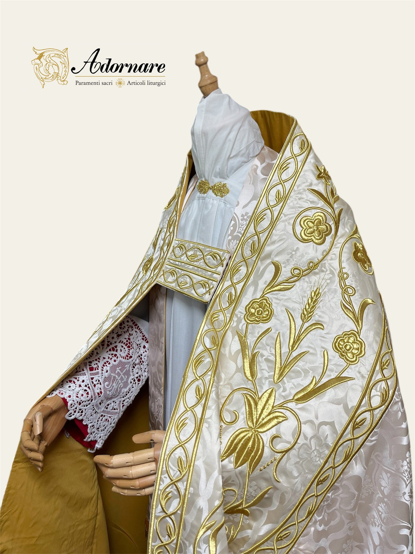 French Solemn Mass Set with hand and machine-embroidered IHS and floral motifs