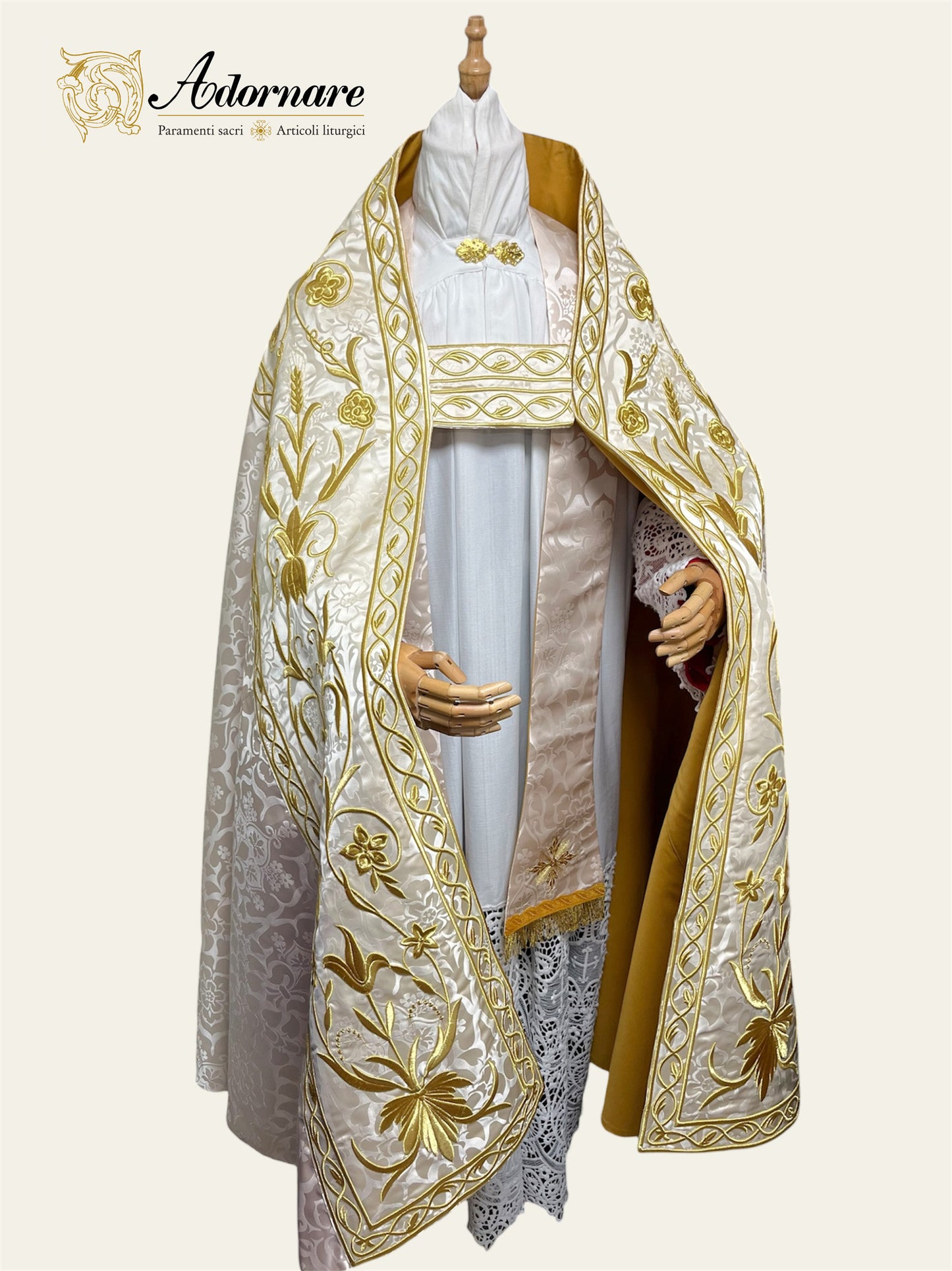 French Solemn Mass Set with hand and machine-embroidered IHS and floral motifs