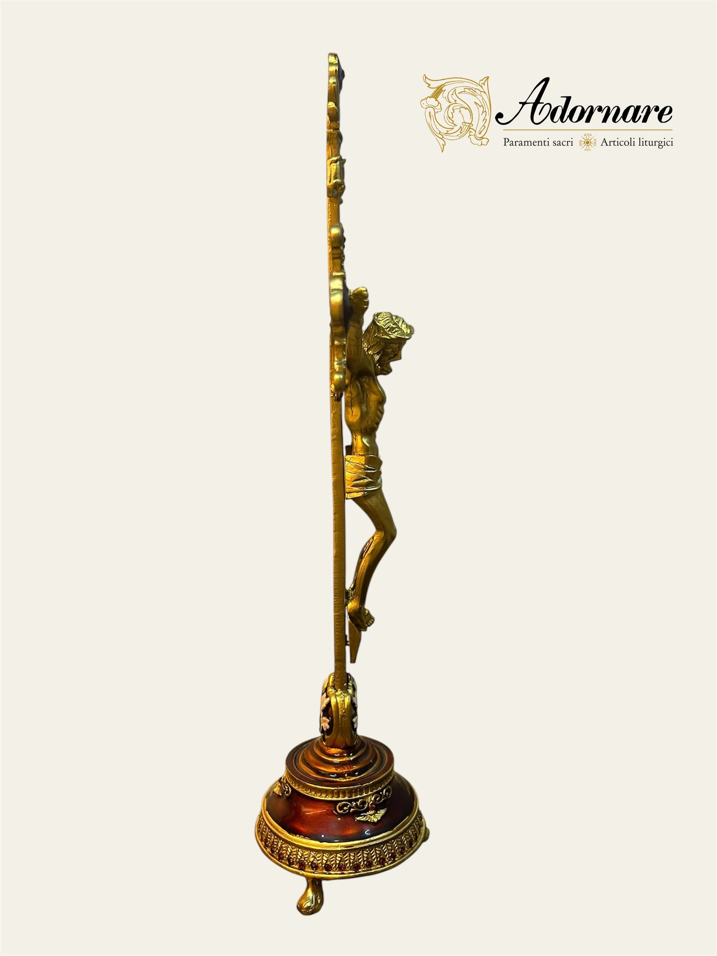 Dark Red Enamel Altar Crucifix, baroque style