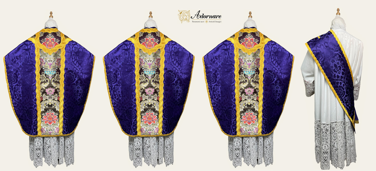 Folded chasubles & broad stole Solemn Mass Set in St Philip Neri cut/Pianete Plicate e Stolone San Filippo