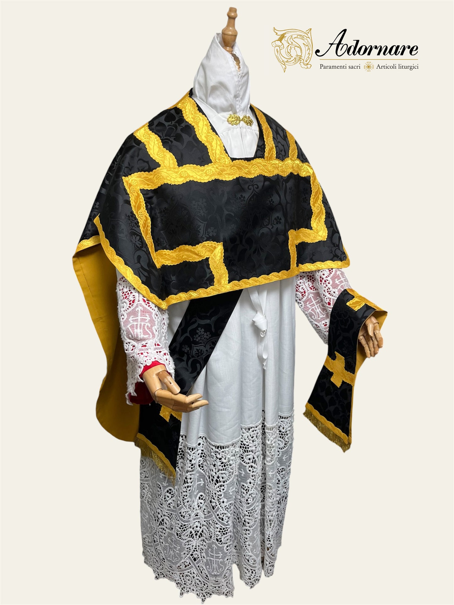 Damask Folded chasubles & broad stole Solemn Mass Set in St Philip Neri Style /Pianete Plicate e Stolone San Filippo Damasco